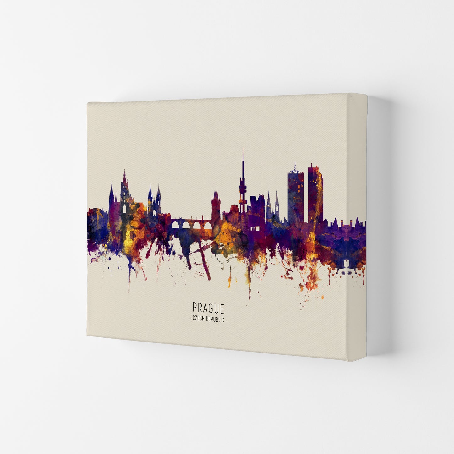 Prague Czech Republic Skyline Autumn City Name Art Print by Michael Tompsett Canvas