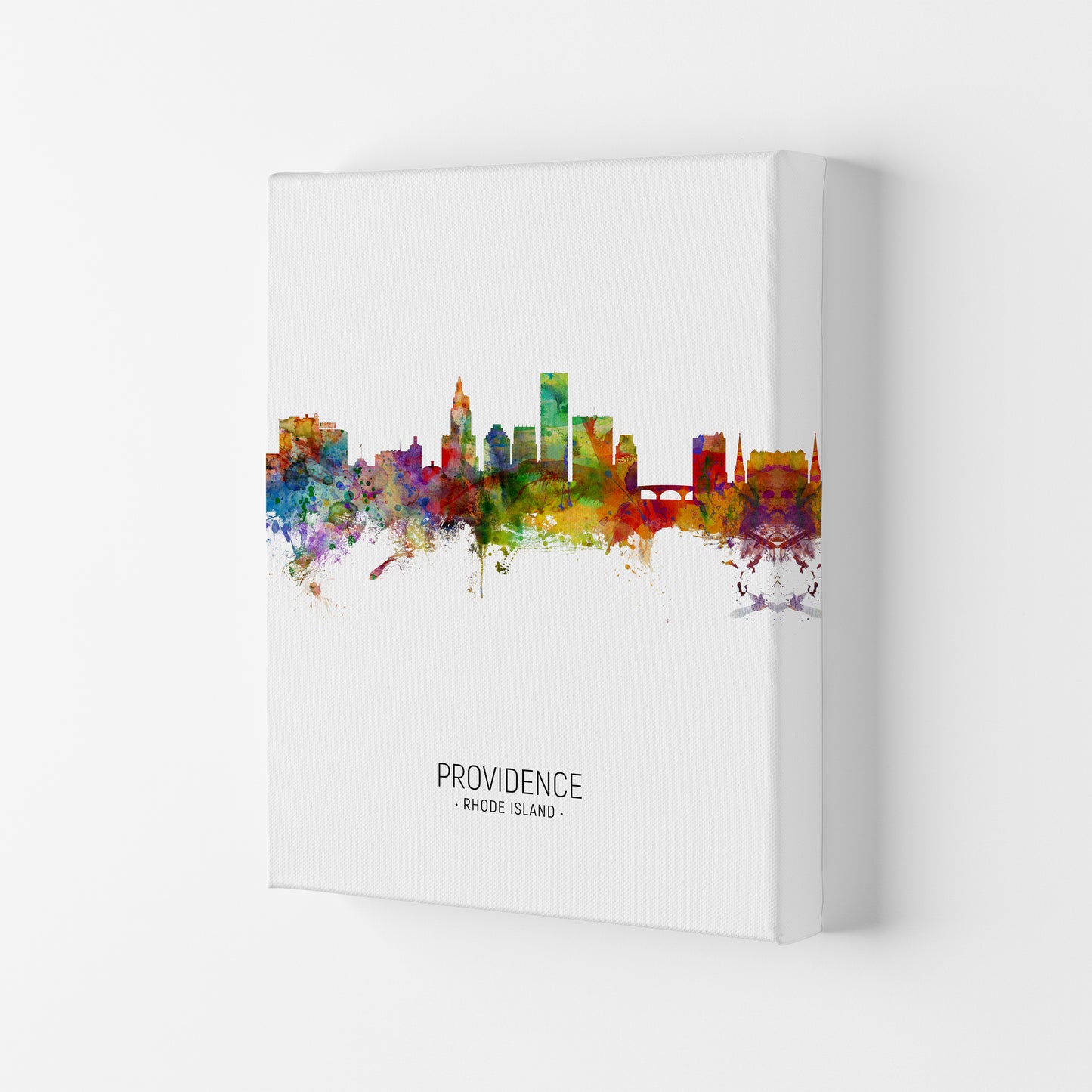 Providence Rhode Island Skyline Portrait Art Print by Michael Tompsett Canvas