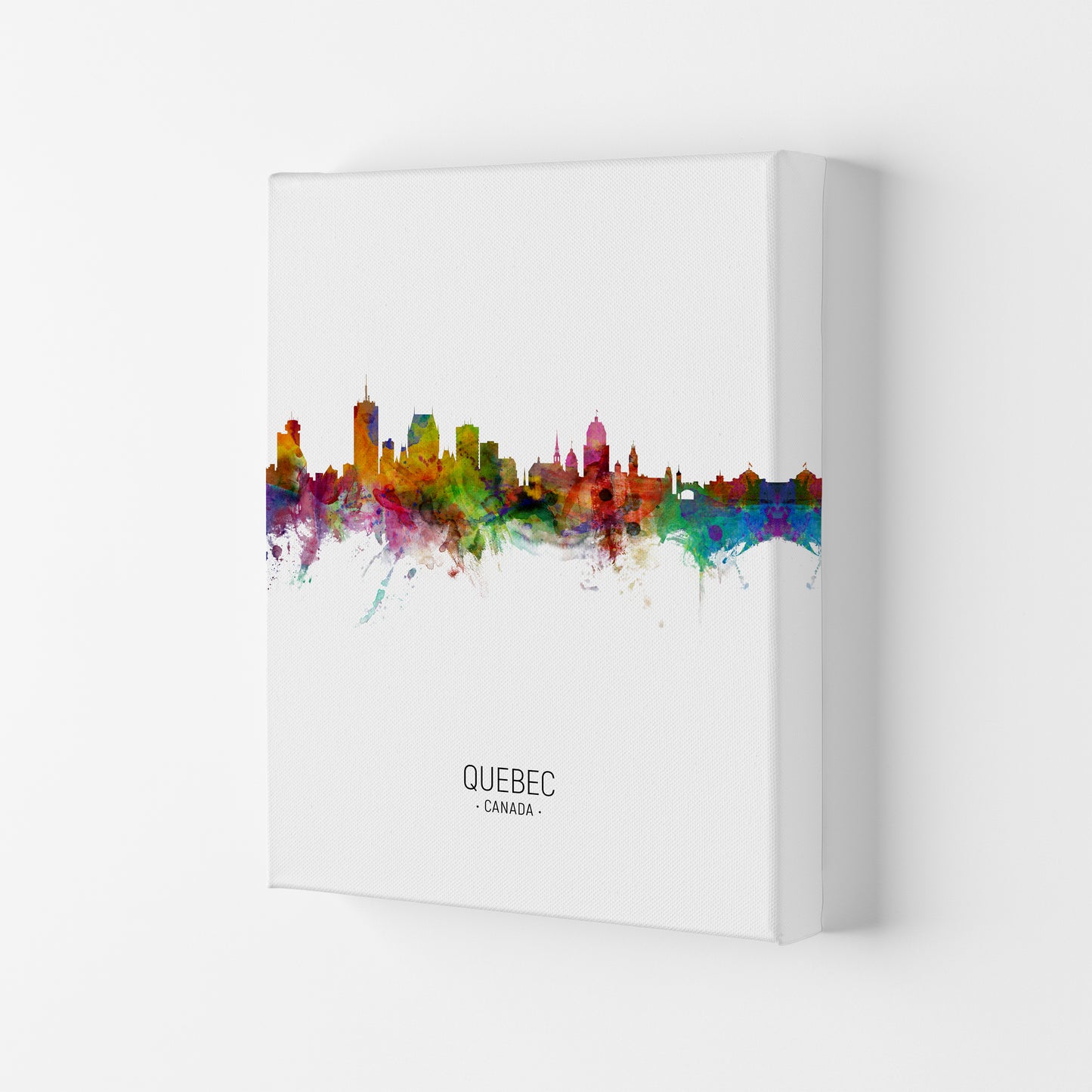 Quebec Canada Skyline Portrait Art Print by Michael Tompsett Canvas