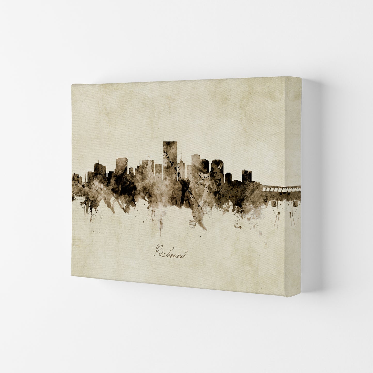 Richmond Virginia Skyline Vintage Art Print by Michael Tompsett Canvas