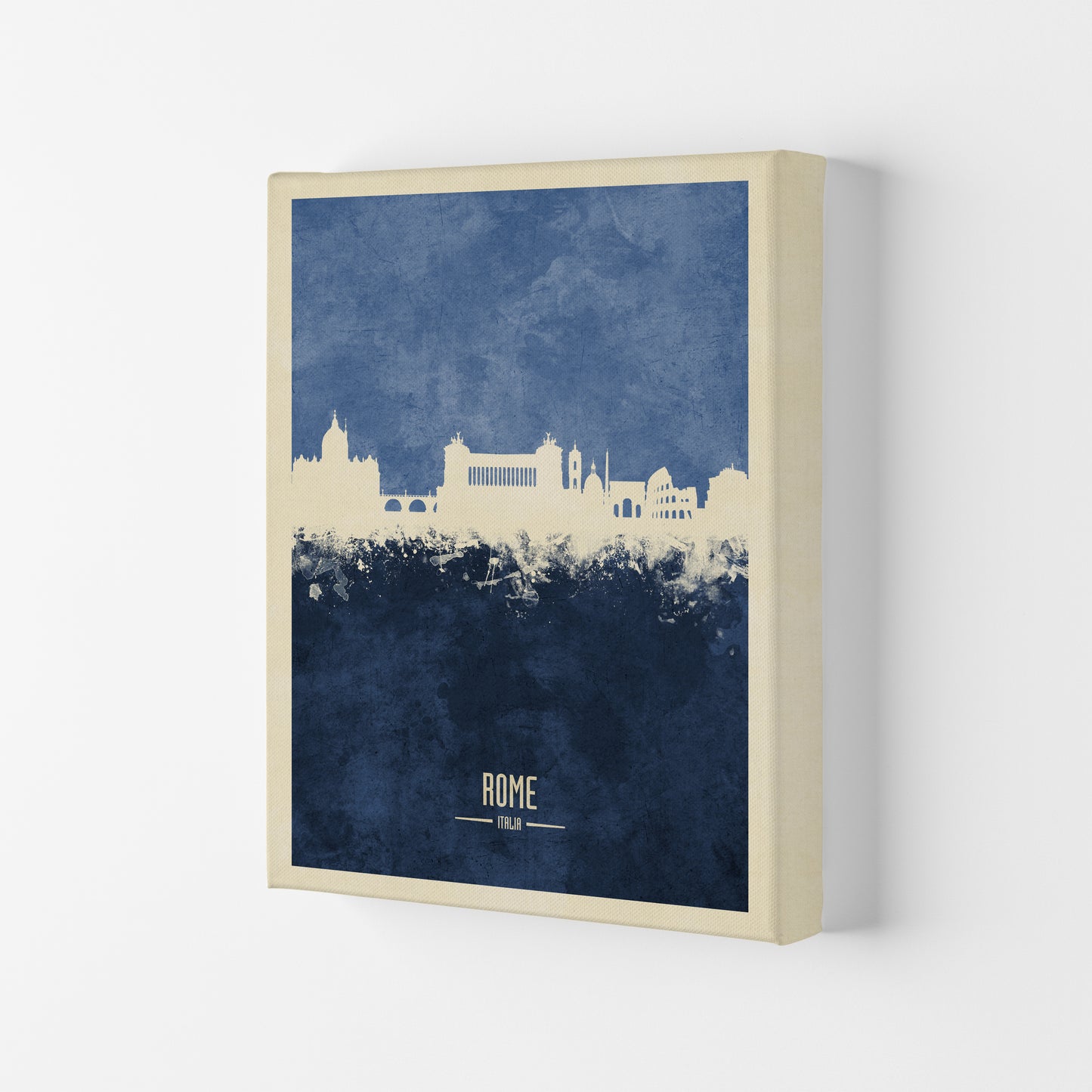 Rome Italy Skyline Portrait Navy Art Print by Michael Tompsett Canvas