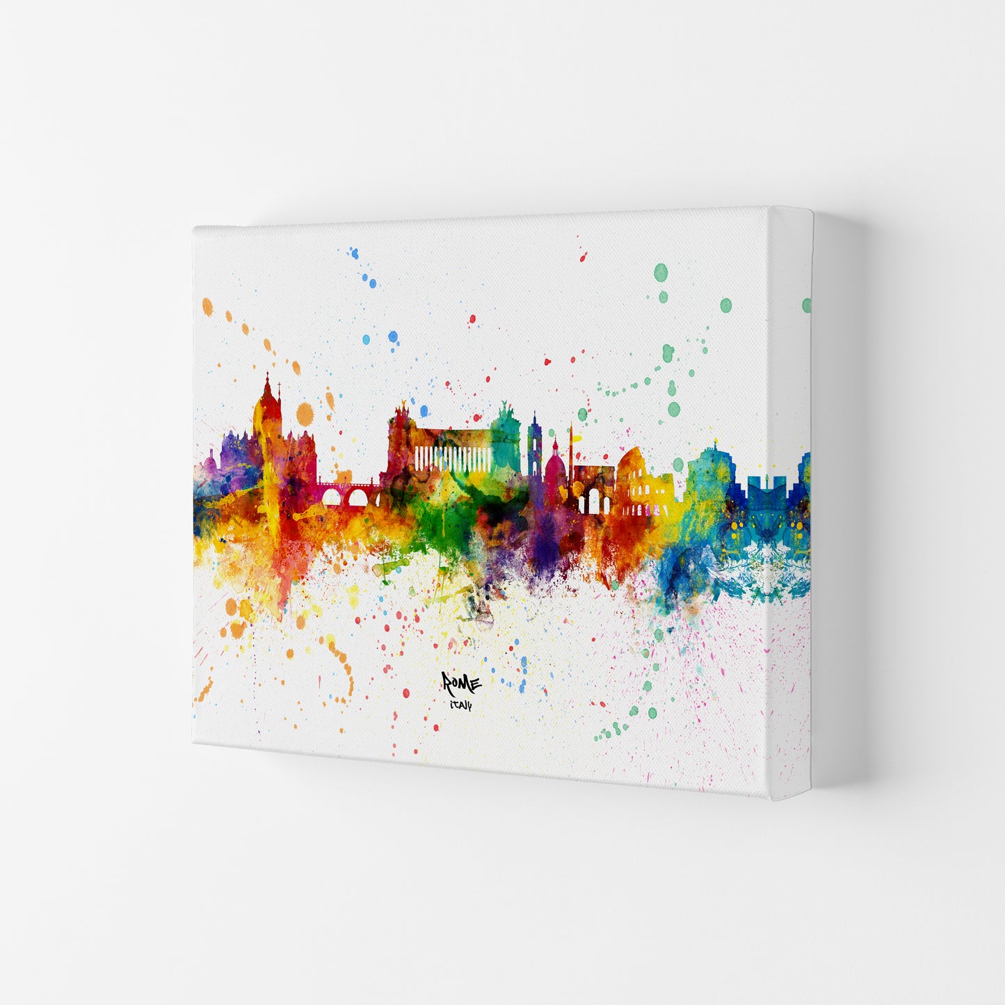 Rome Italy Skyline Splash Art Print by Michael Tompsett Canvas