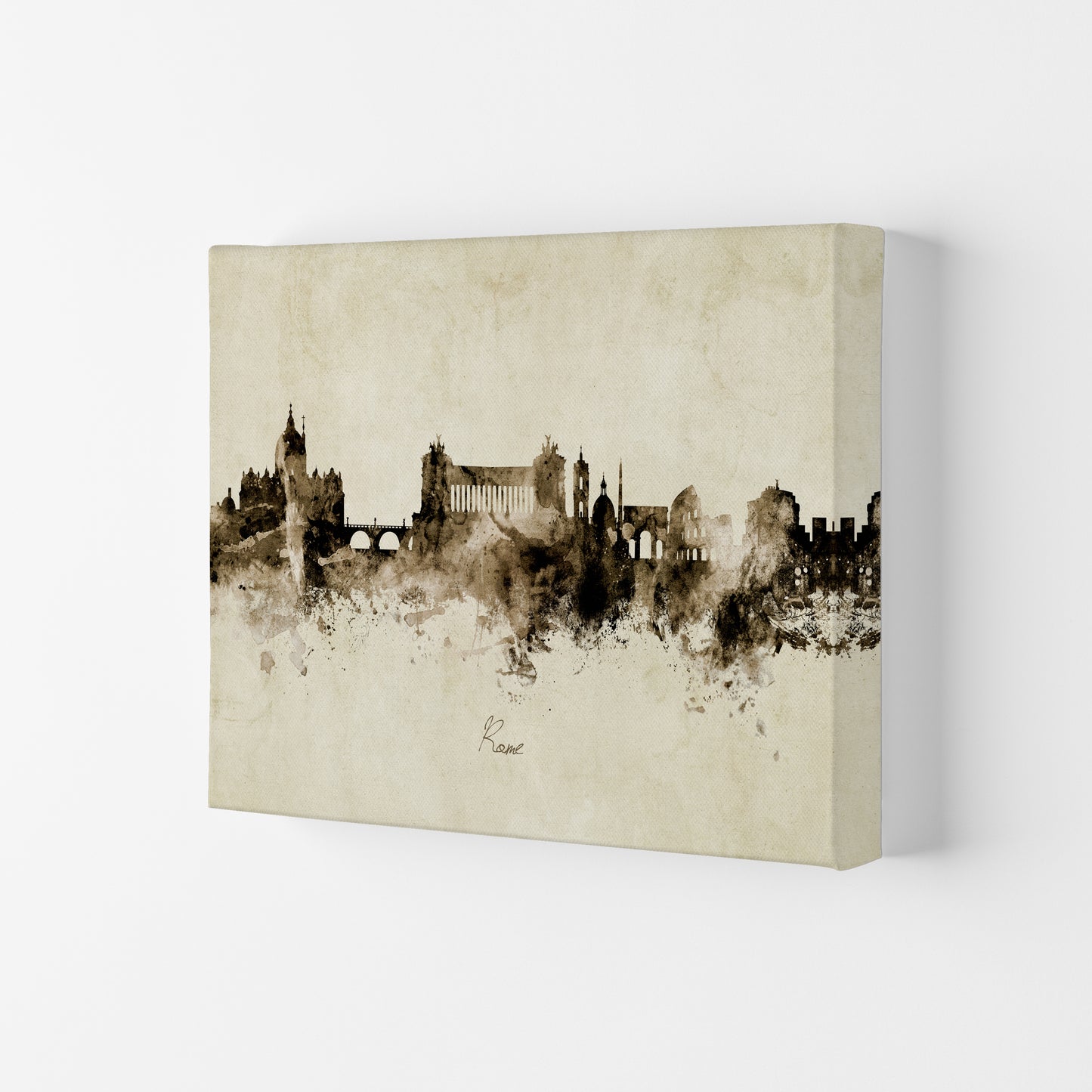 Rome Italy Skyline Vintage Art Print by Michael Tompsett Canvas