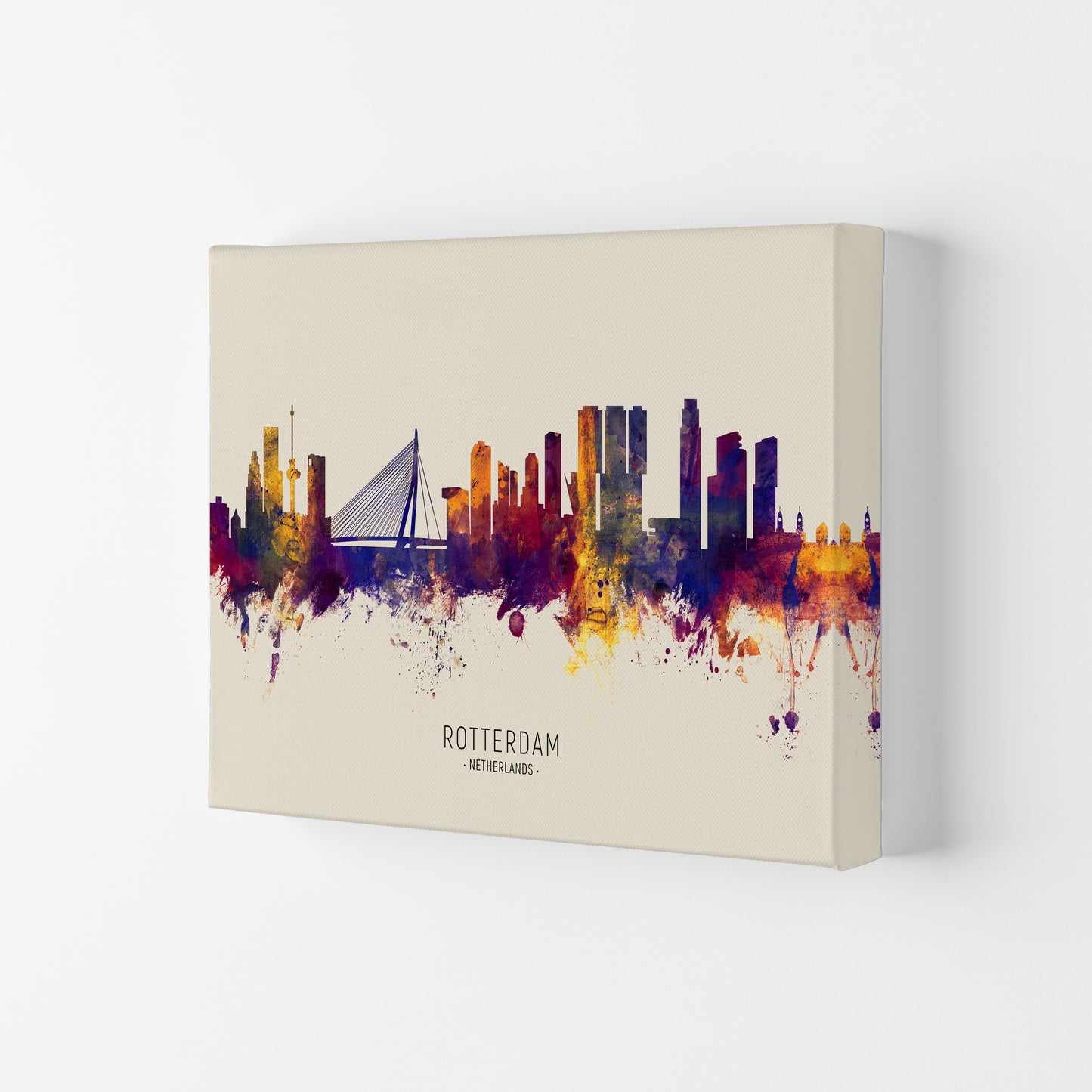 Rotterdam Netherlands Skyline Autumn City Name Art Print by Michael Tompsett Canvas