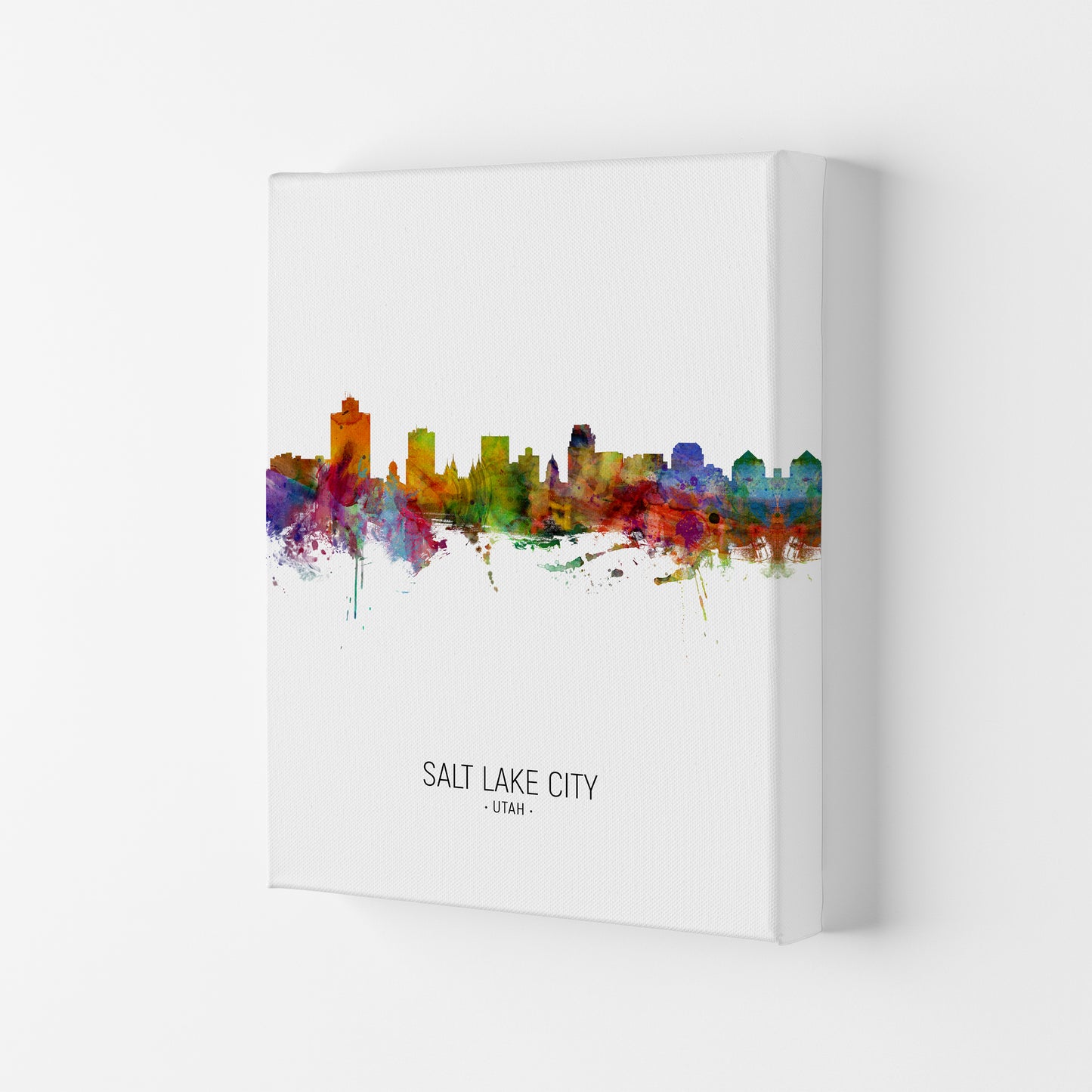 Salt Lake City Utah Skyline Portrait Art Print by Michael Tompsett Canvas