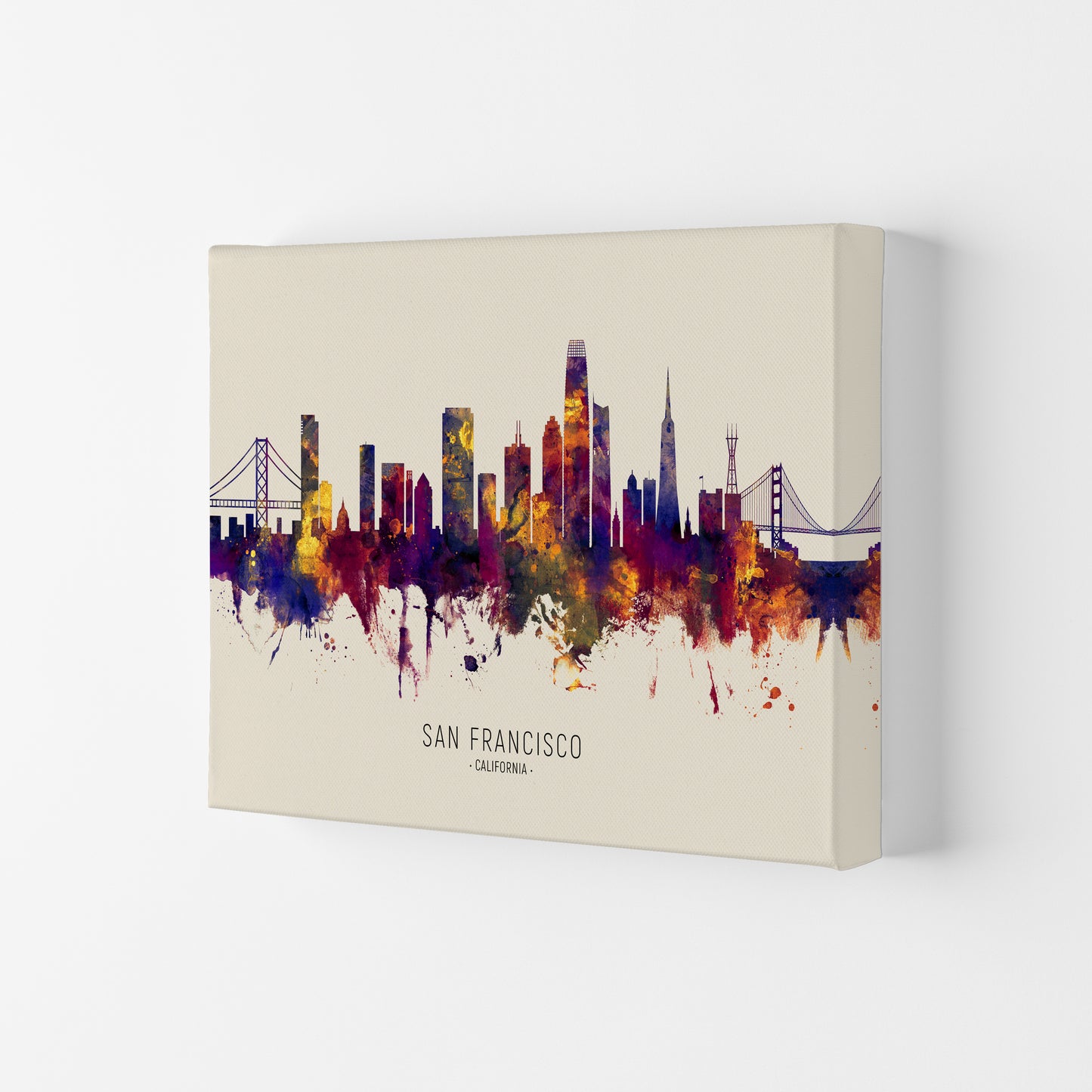 San Francisco California Skyline Autumn City Name Art Print by Michael Tompsett Canvas