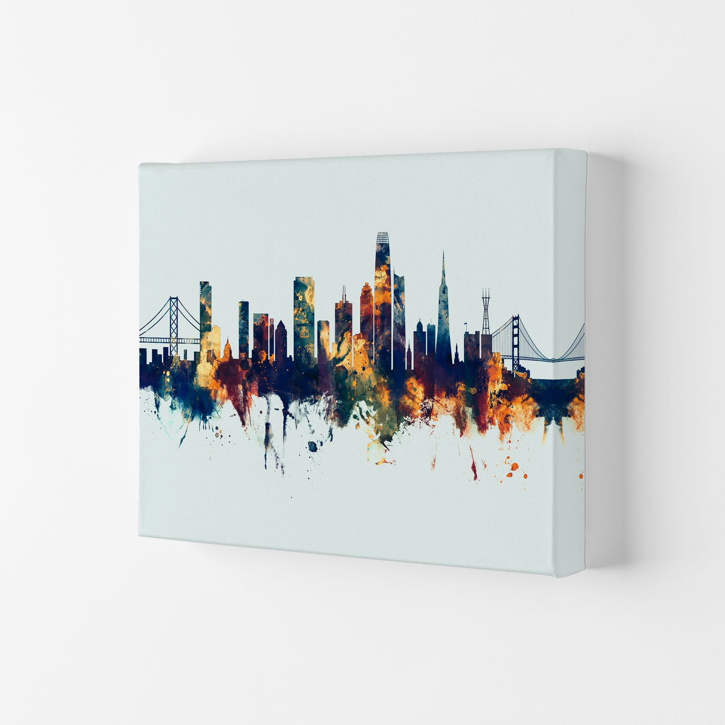 San Francisco California Skyline Blue Orange Art Print by Michael Tompsett Canvas