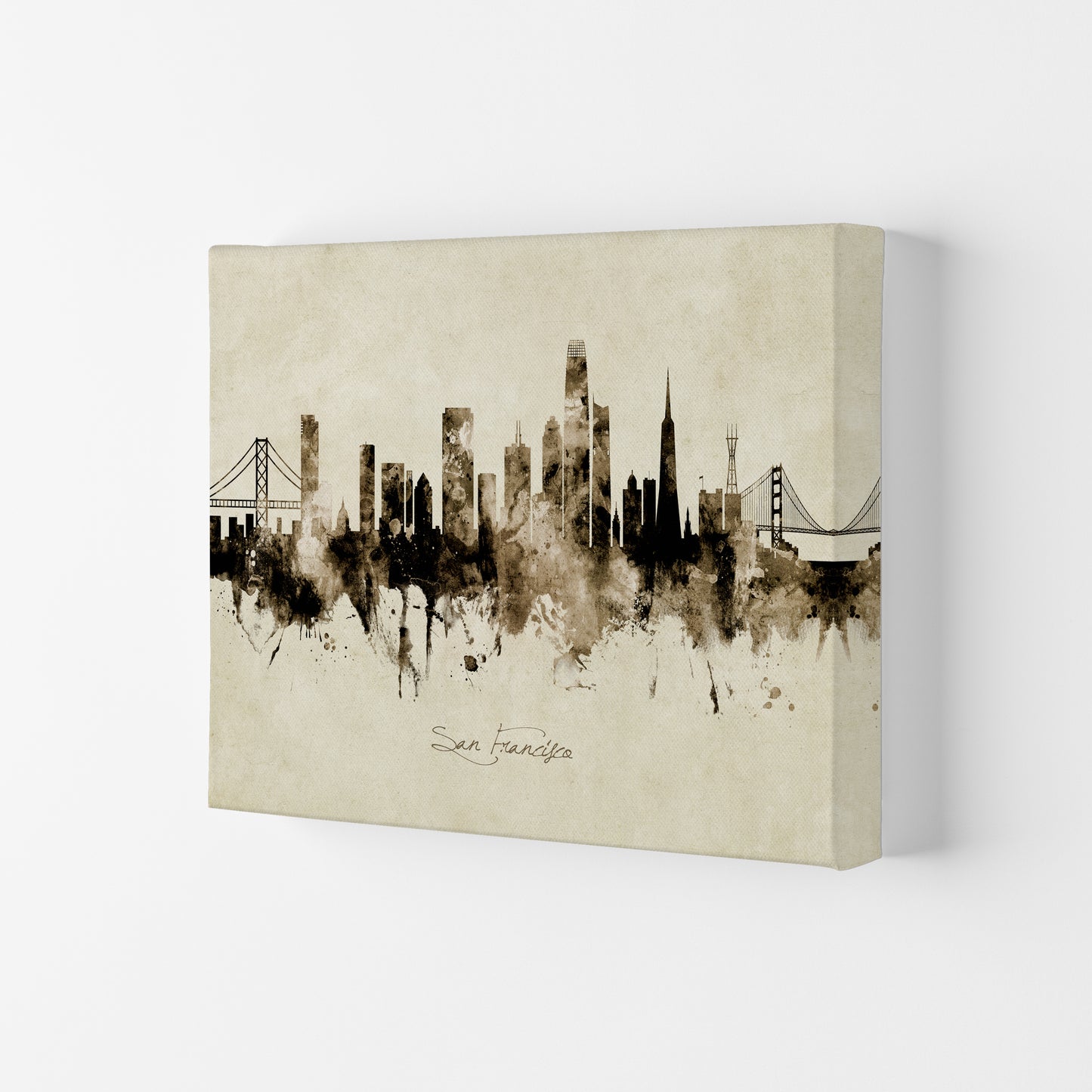 San Francisco California Skyline Vintage Art Print by Michael Tompsett Canvas