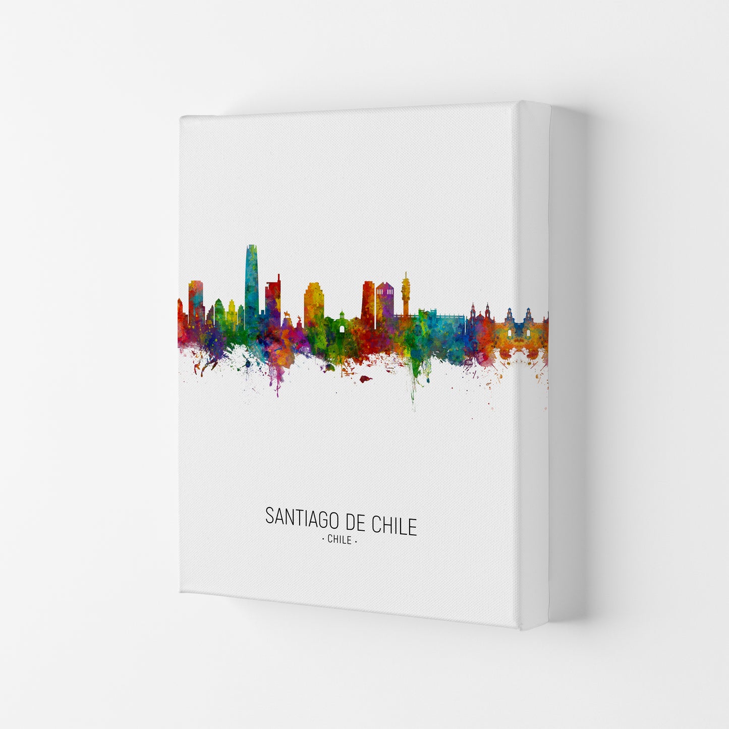 Santiago De Chile Chile Skyline Portrait Art Print by Michael Tompsett Canvas