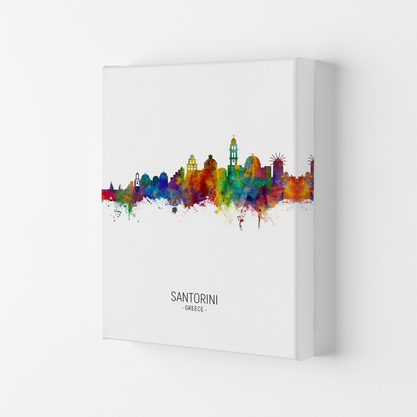 Santorini Greece Skyline Portrait Art Print by Michael Tompsett Canvas