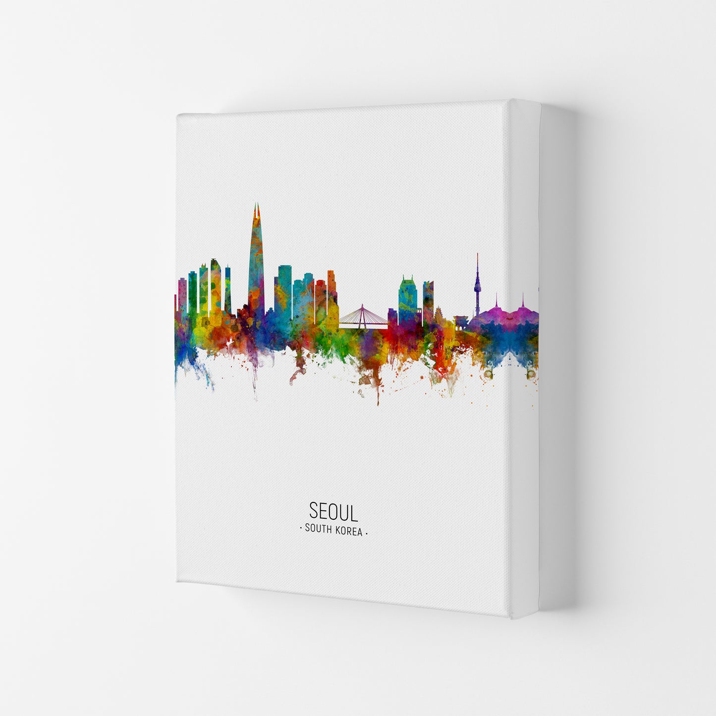 Seoul South Korea Skyline Portrait Art Print by Michael Tompsett Canvas