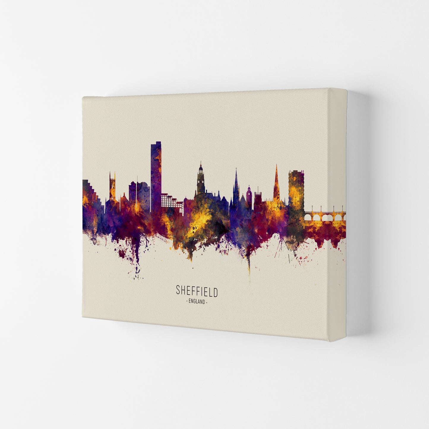 Sheffield England Skyline Autumn City Name Art Print by Michael Tompsett Canvas