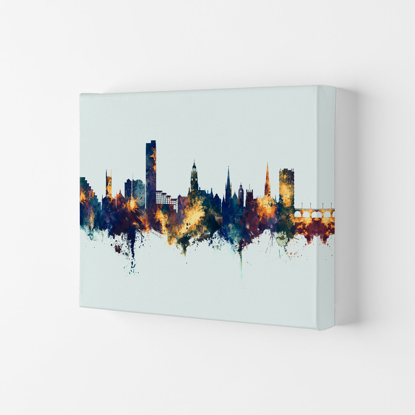 Sheffield England Skyline Blue Orange Art Print by Michael Tompsett Canvas