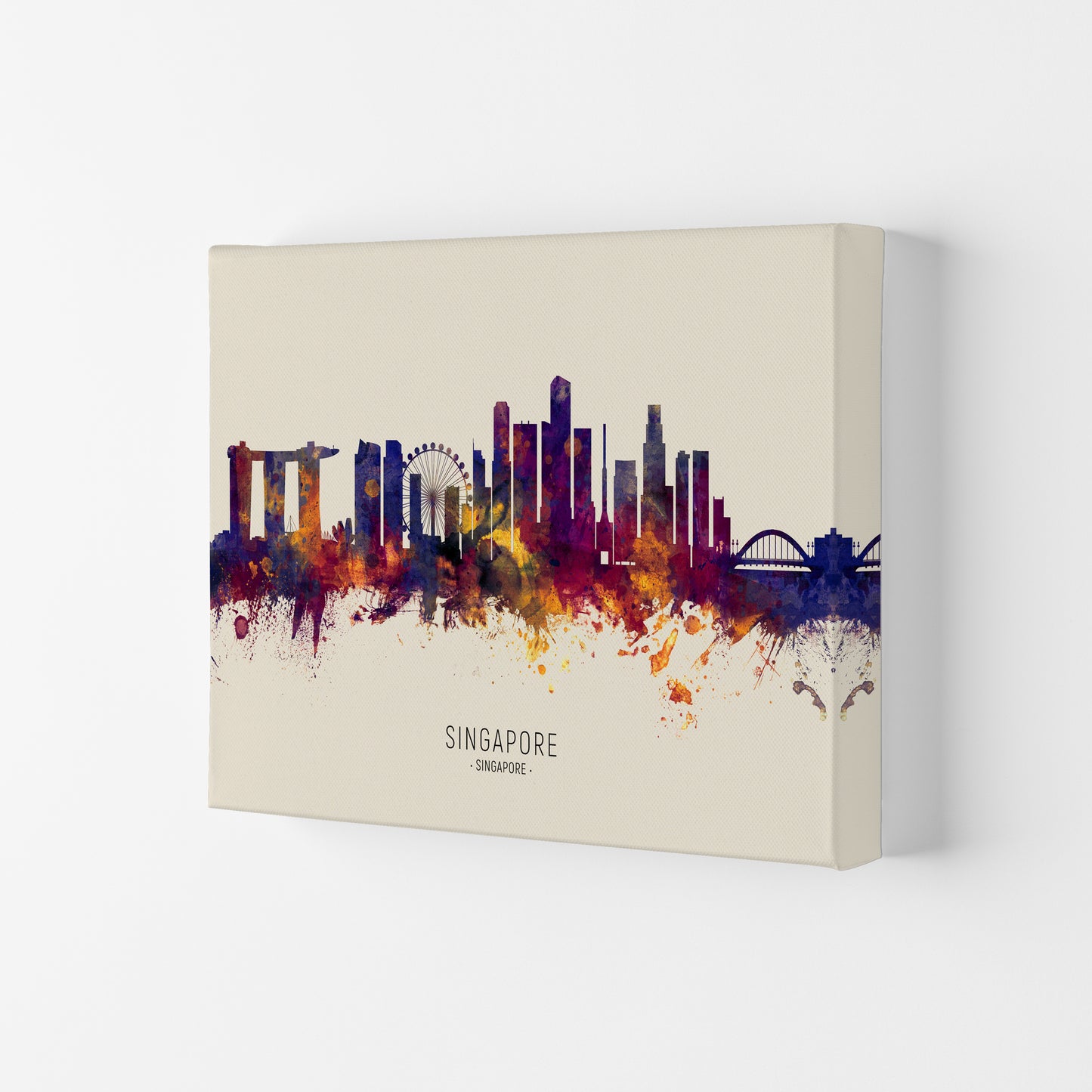 Singapore Singapore Skyline Autumn City Name Art Print by Michael Tompsett Canvas