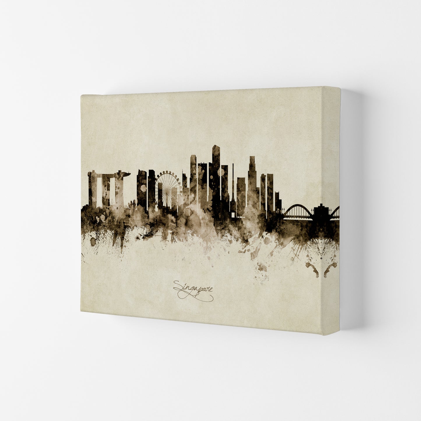 Singapore Singapore Skyline Vintage Art Print by Michael Tompsett Canvas