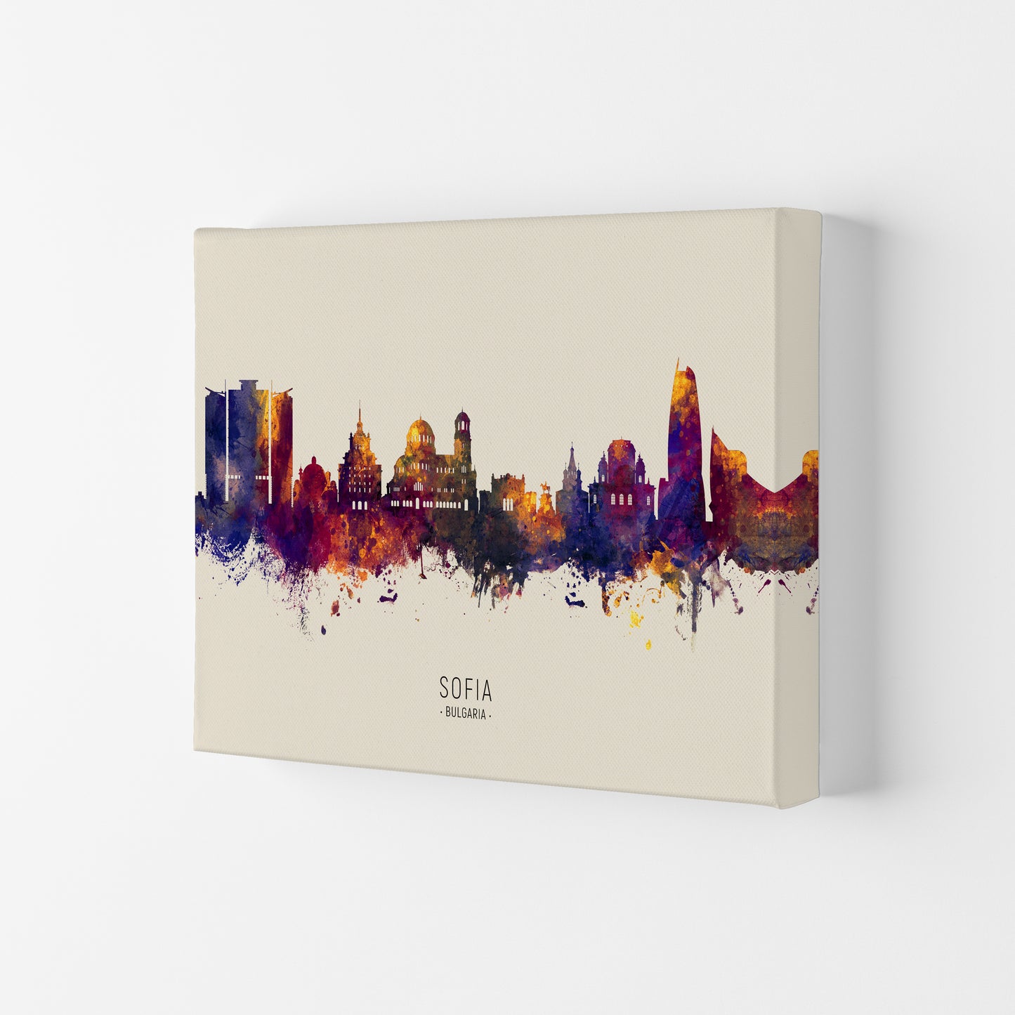 Sofia Bulgaria Skyline Autumn City Name Art Print by Michael Tompsett Canvas
