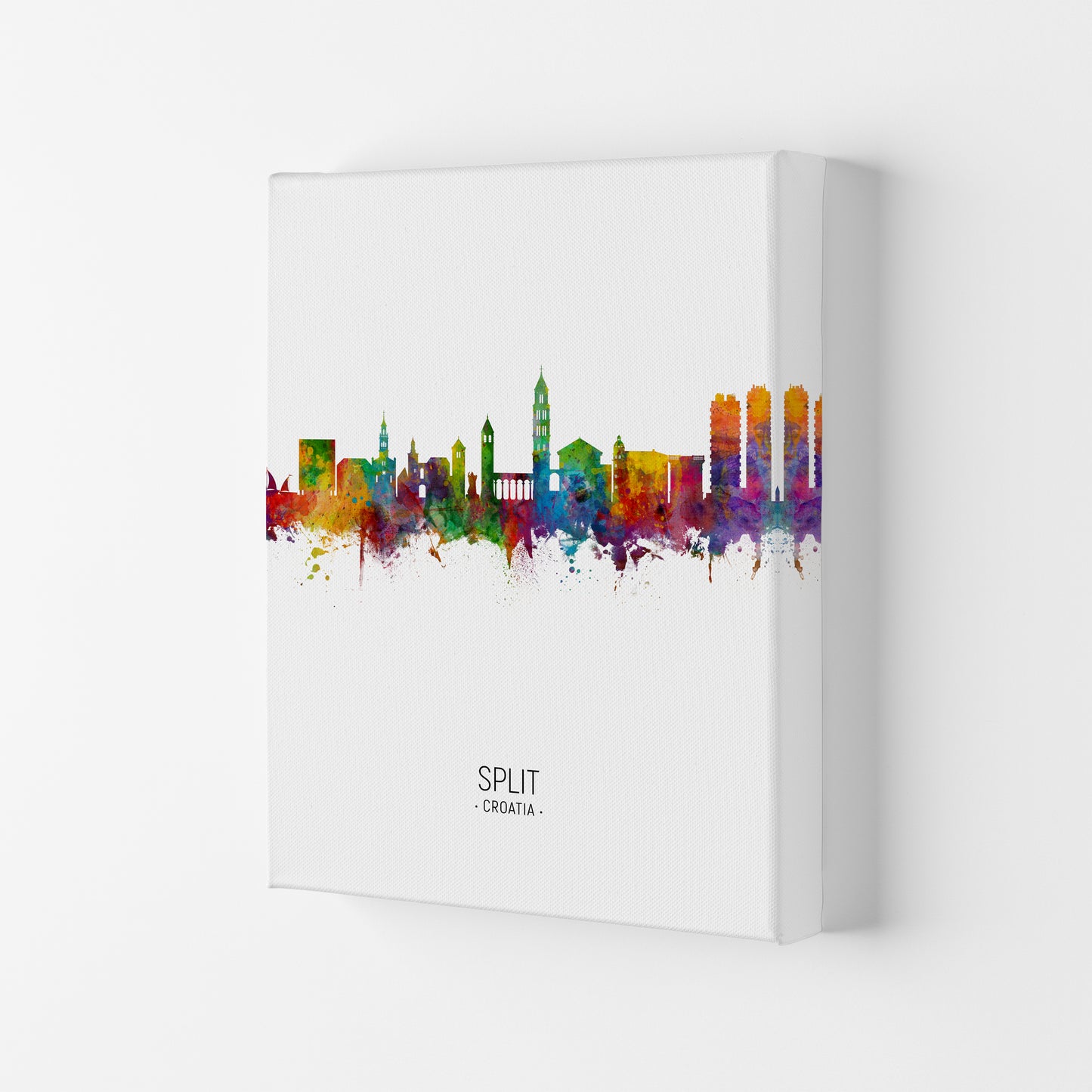 Split Croatia Skyline Portrait Art Print by Michael Tompsett Canvas