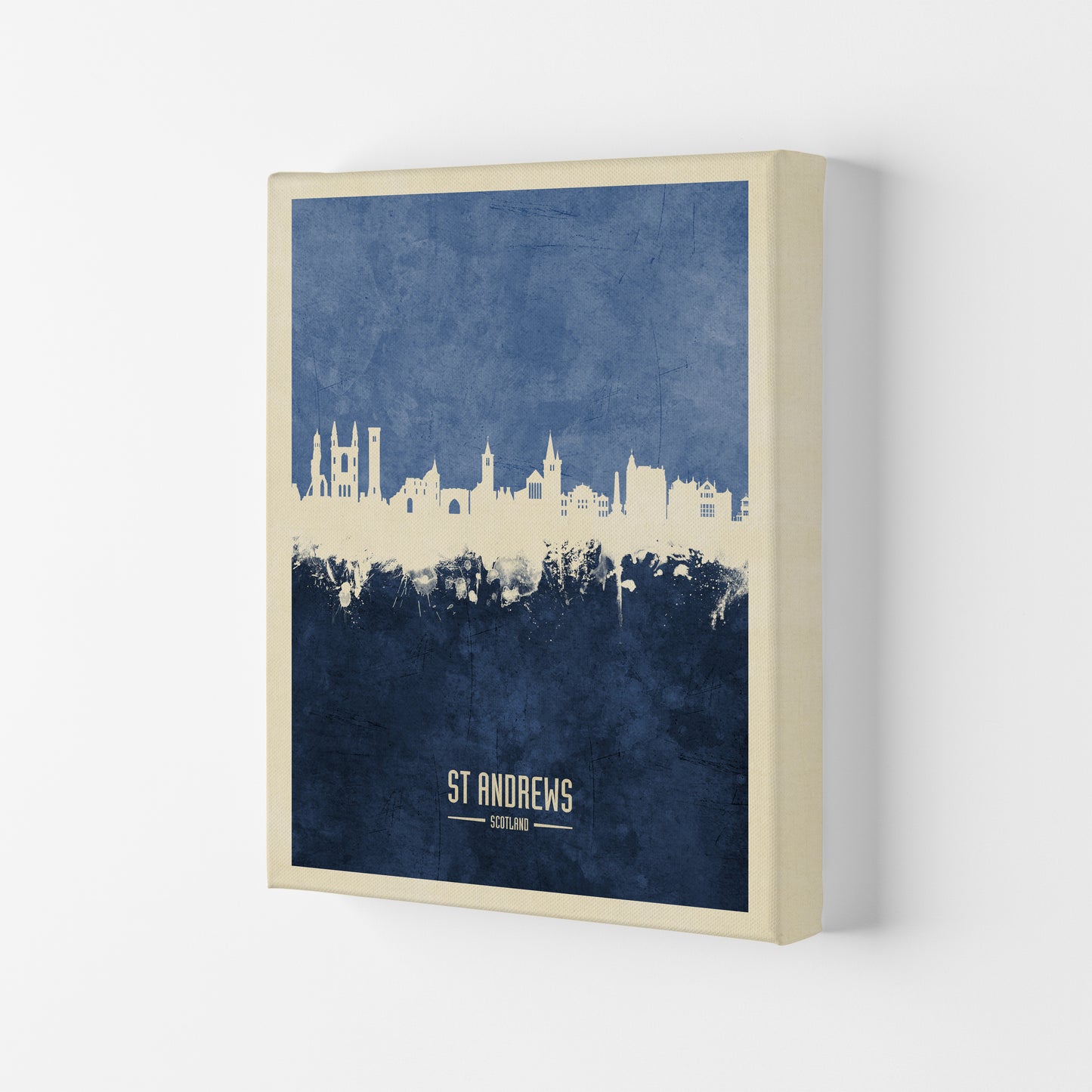 St Andrews Scotland Skyline Portrait Navy Art Print by Michael Tompsett Canvas