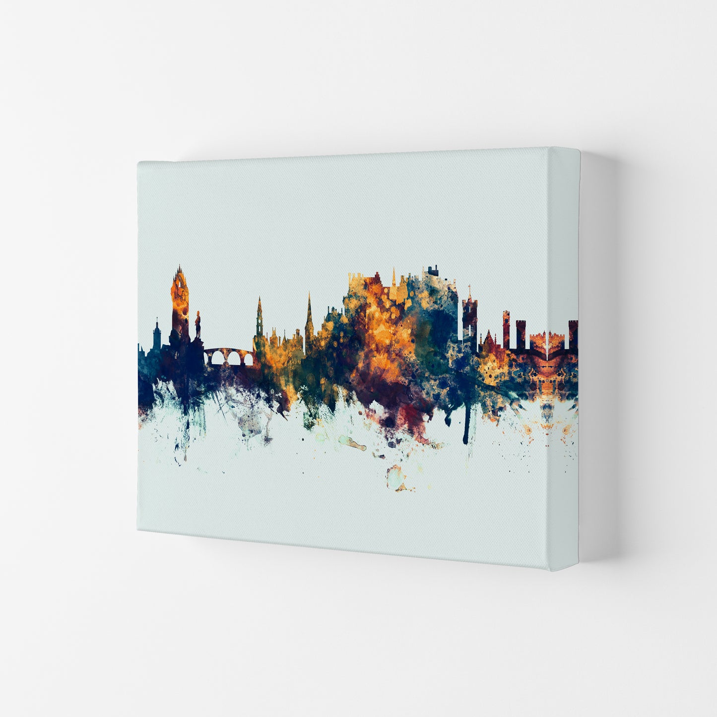 Stirling Scotland Skyline Blue Orange Art Print by Michael Tompsett Canvas