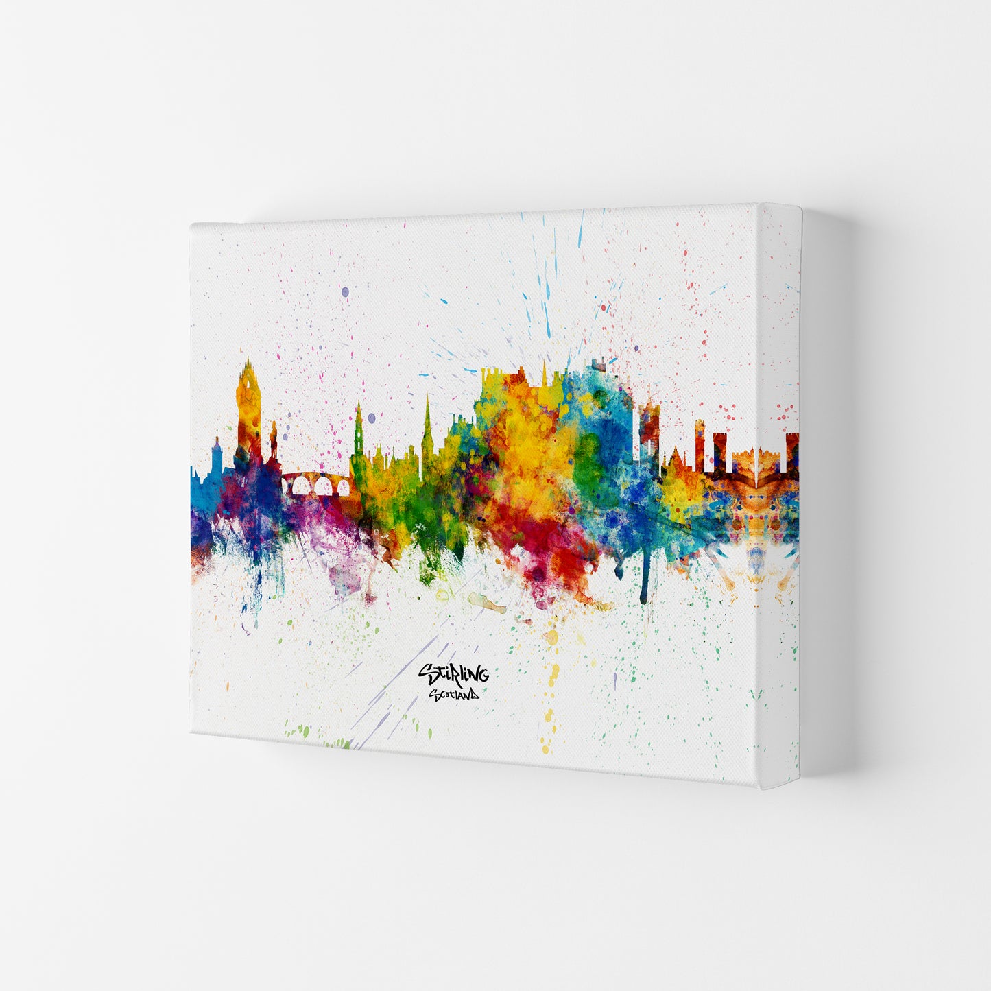Stirling Scotland Skyline Splash Art Print by Michael Tompsett Canvas