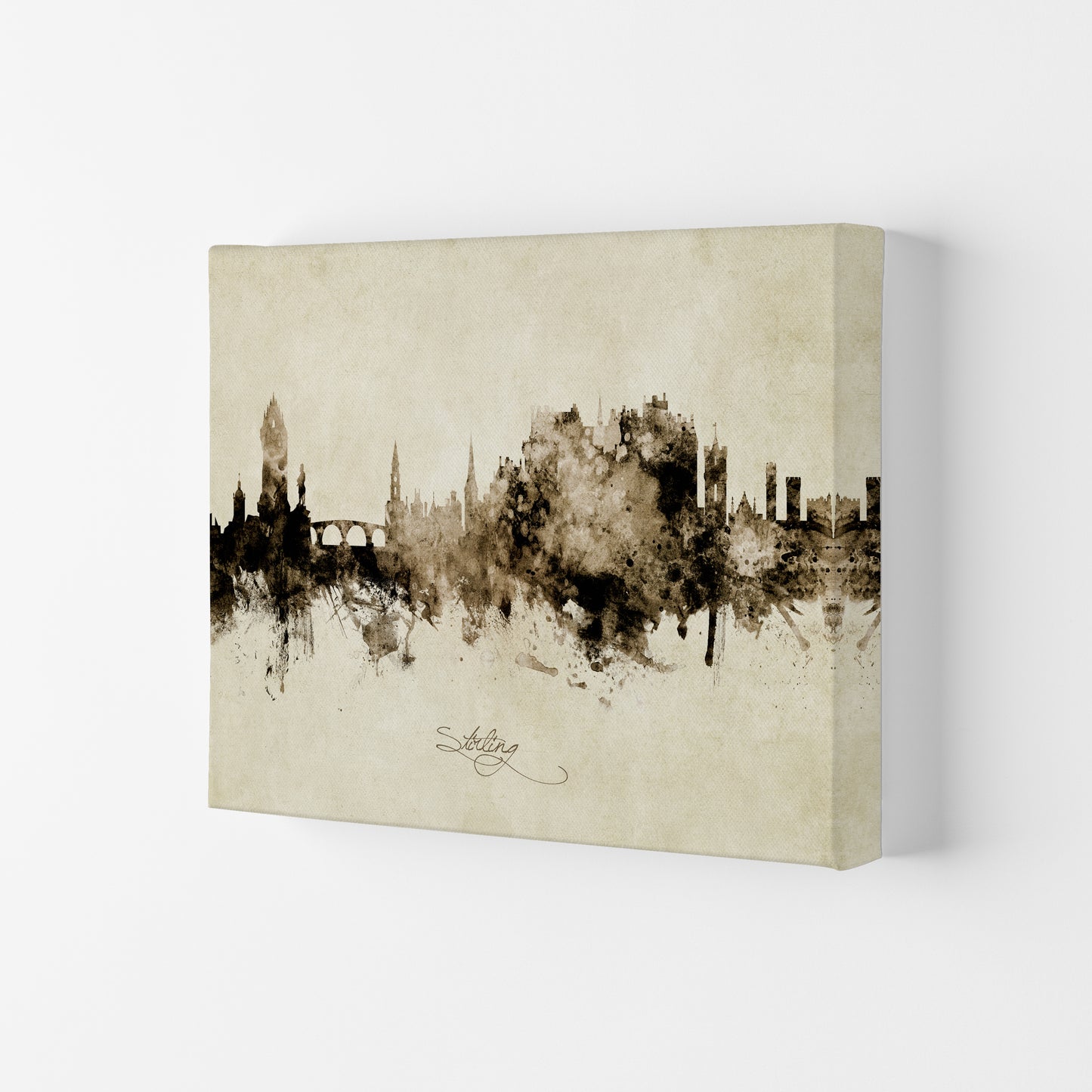 Stirling Scotland Skyline Vintage Art Print by Michael Tompsett Canvas