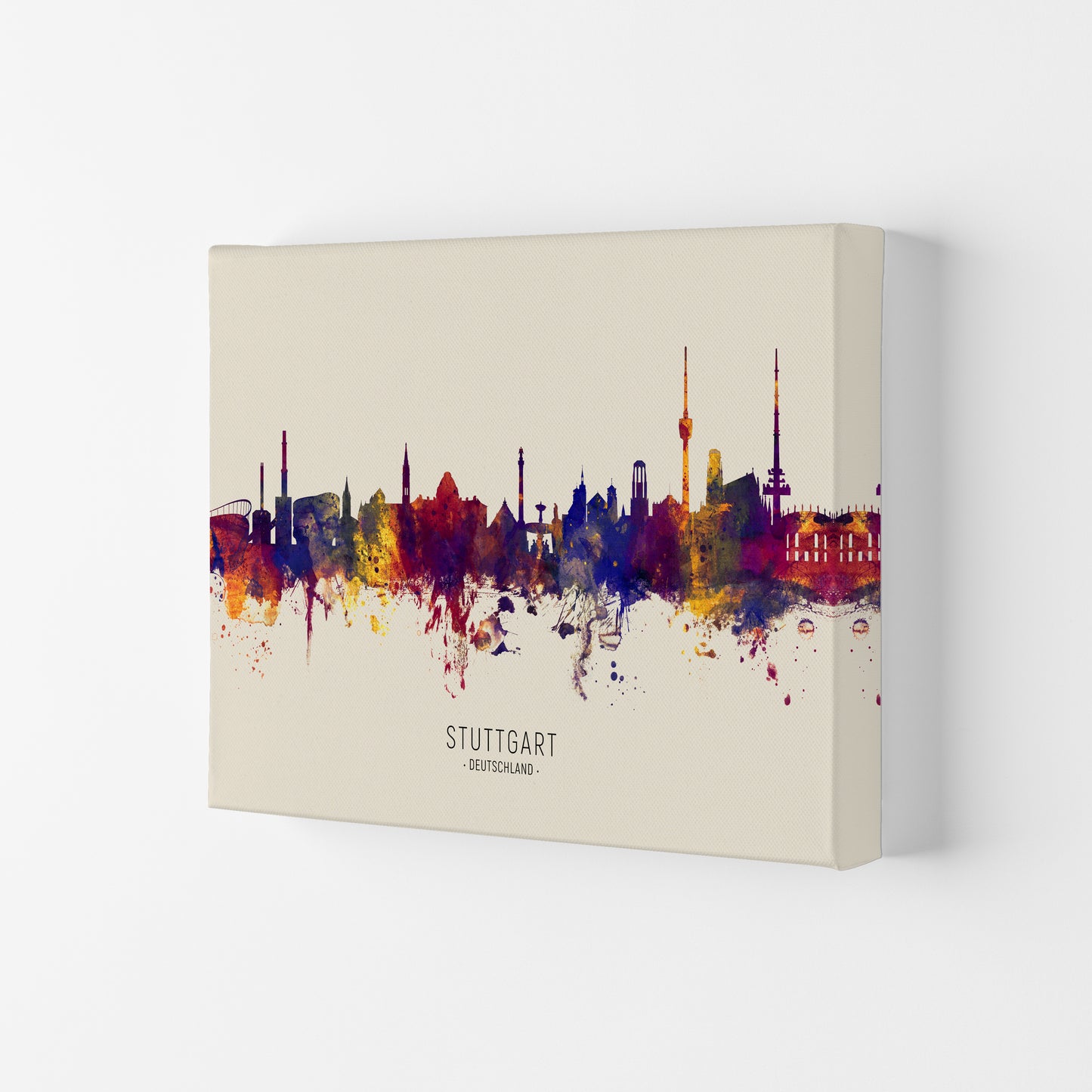 Stuttgart Deutschland Skyline Autumn City Name Art Print by Michael Tompsett Canvas