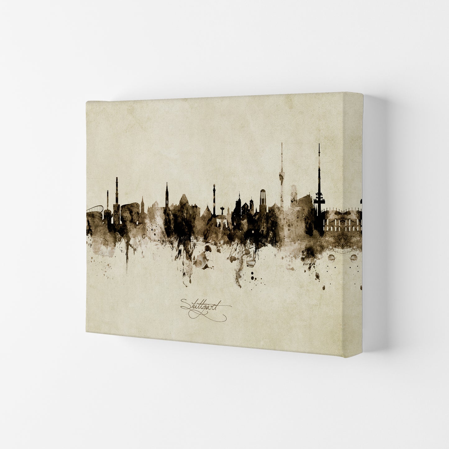 Stuttgart Deutschland Skyline Vintage Art Print by Michael Tompsett Canvas