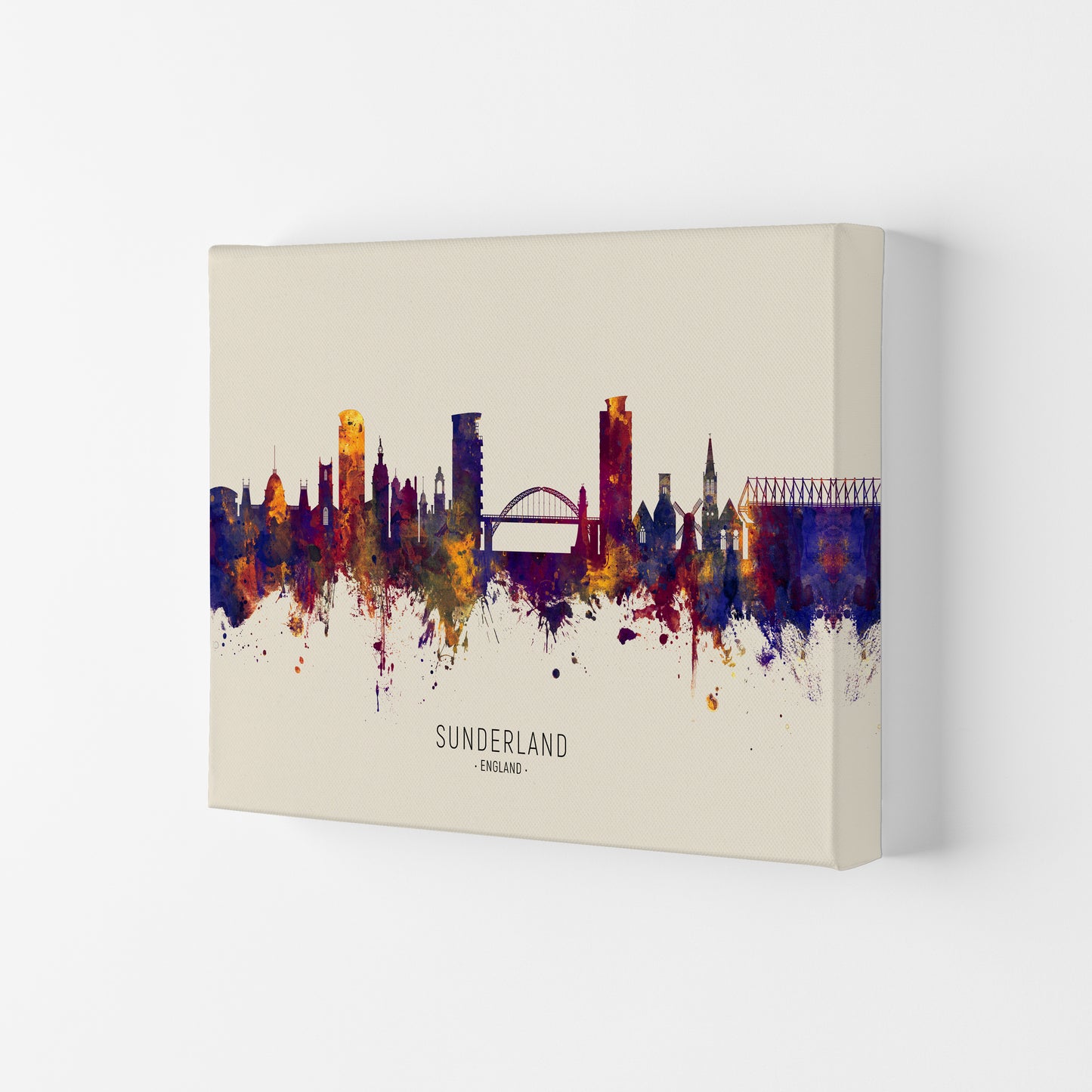 Sunderland England Skyline Autumn City Name Art Print by Michael Tompsett Canvas