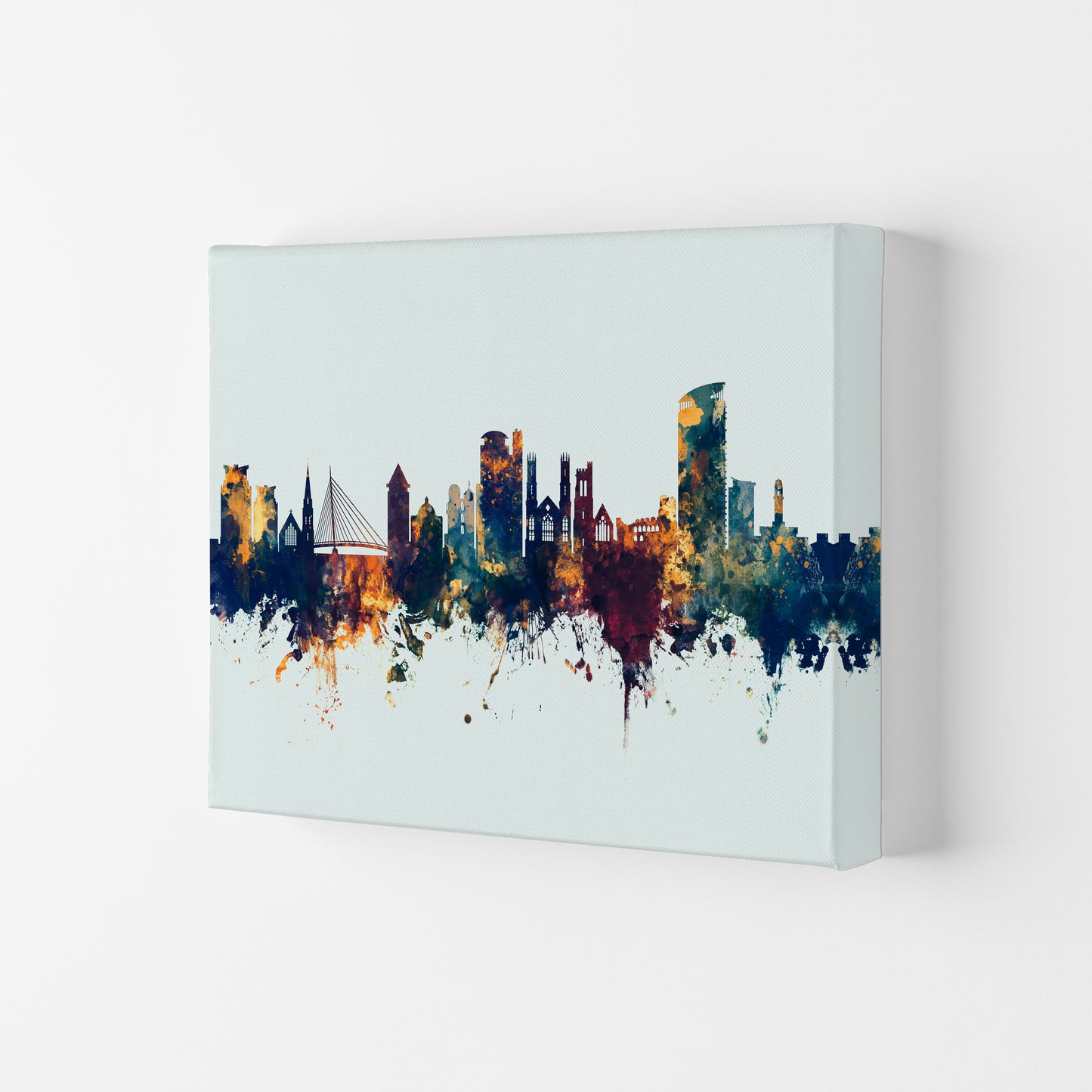 Swansea Wales Skyline Blue Orange Art Print by Michael Tompsett Canvas
