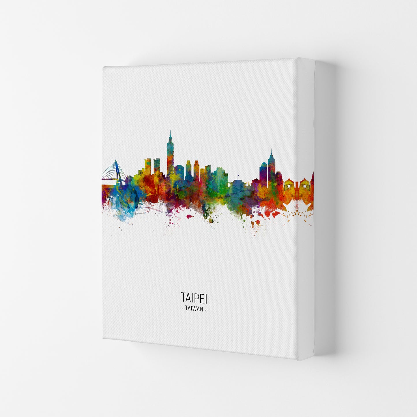 Taipei Taiwan Skyline Portrait Art Print by Michael Tompsett Canvas