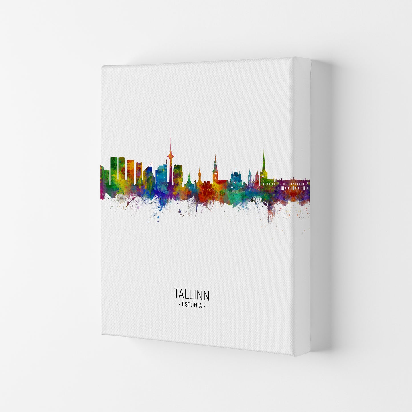 Tallinn Estonia Skyline Portrait Art Print by Michael Tompsett Canvas