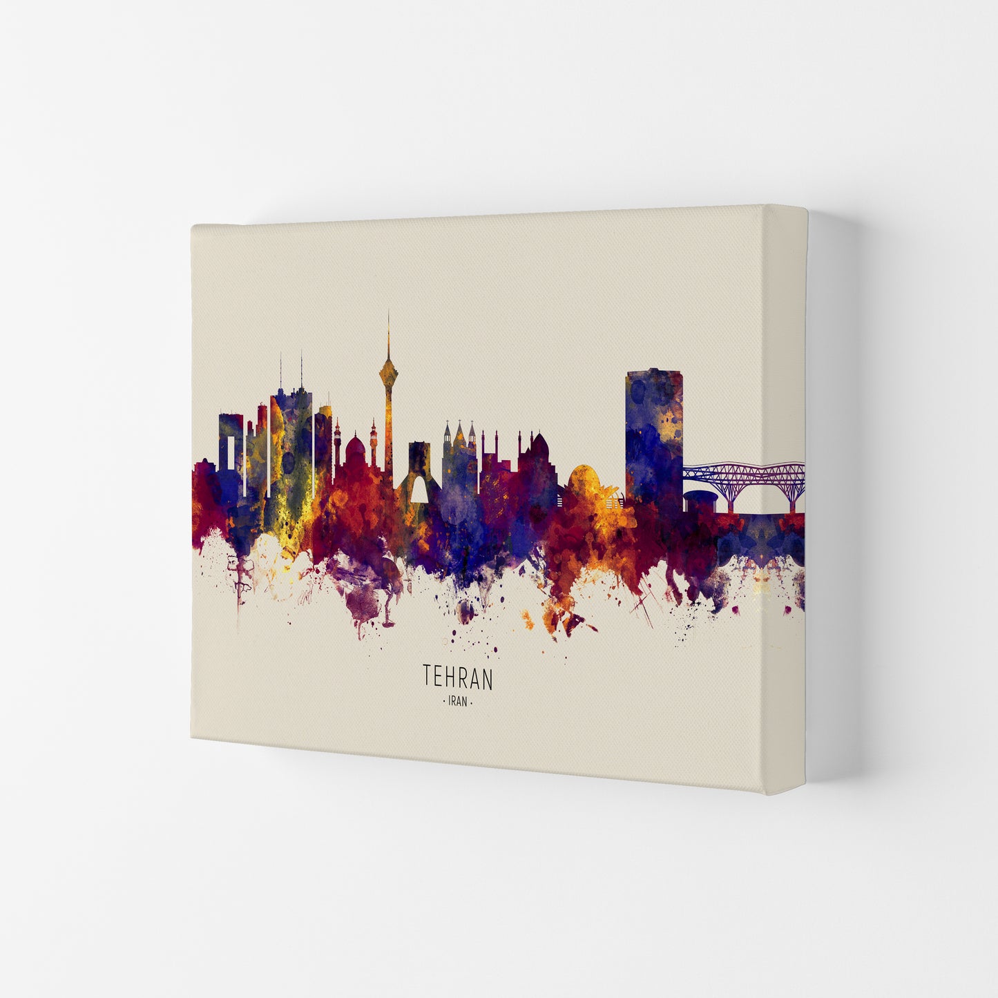 Tehran Iran Skyline Autumn City Name Art Print by Michael Tompsett Canvas