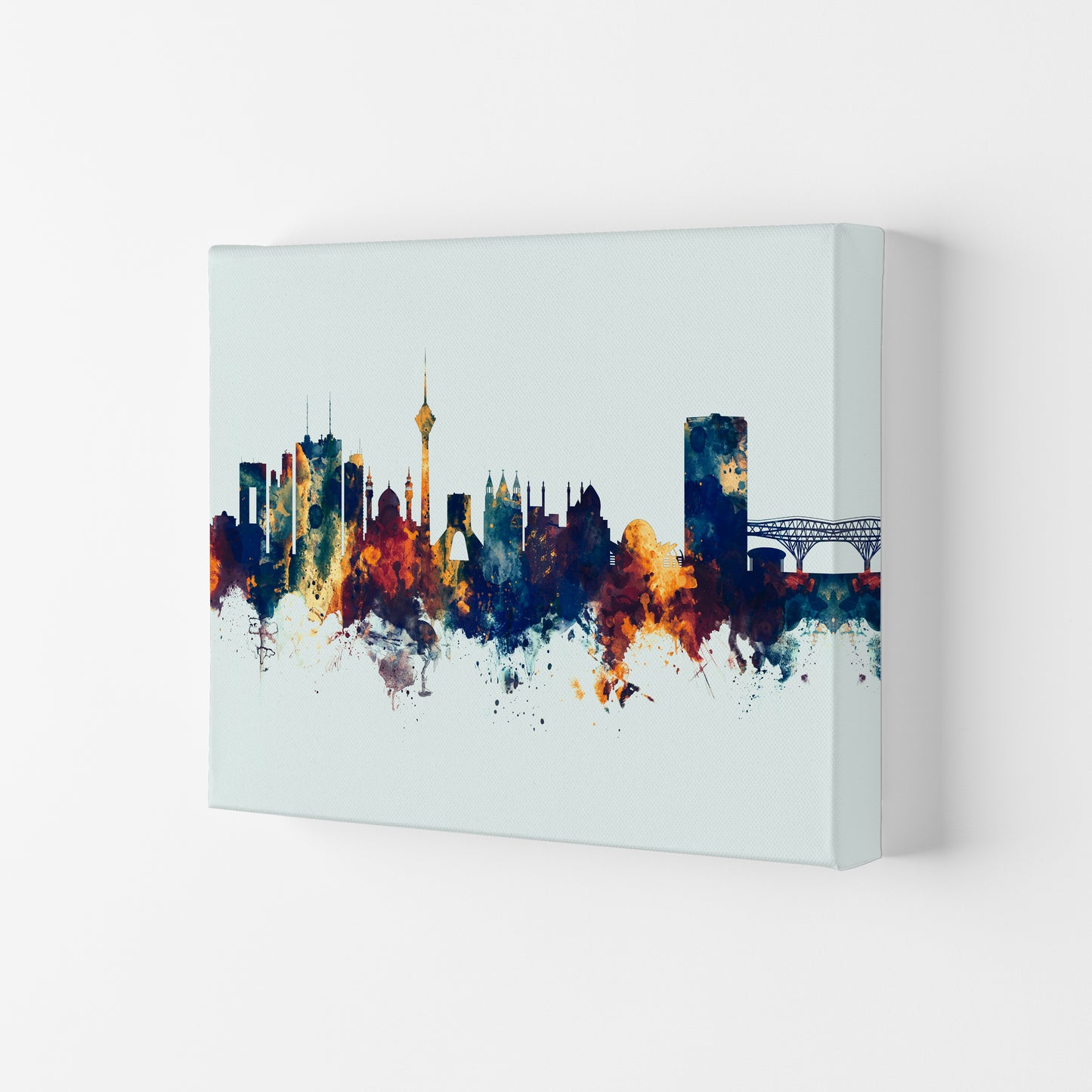 Tehran Iran Skyline Blue Orange Art Print by Michael Tompsett Canvas