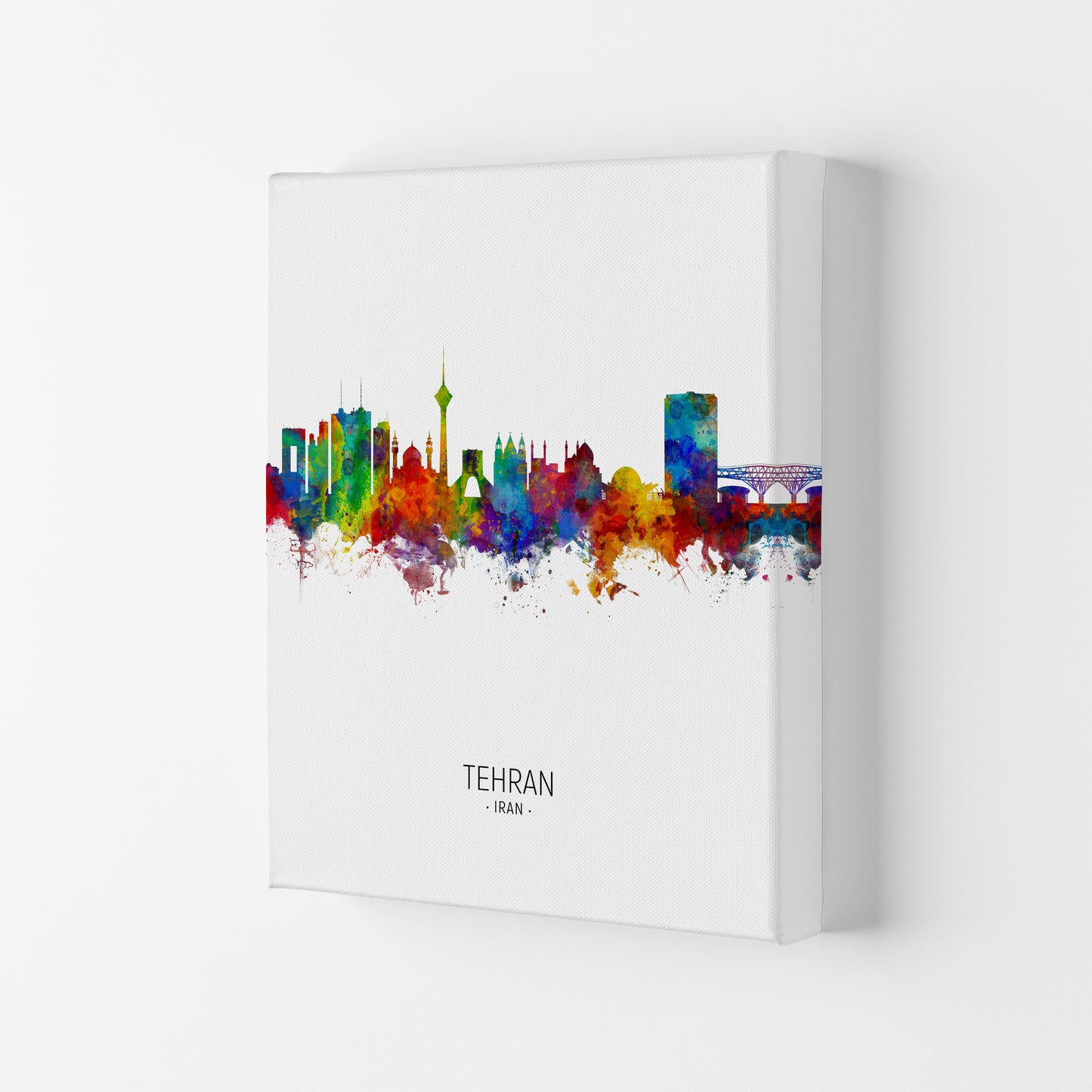 Tehran Iran Skyline Portrait Art Print by Michael Tompsett Canvas