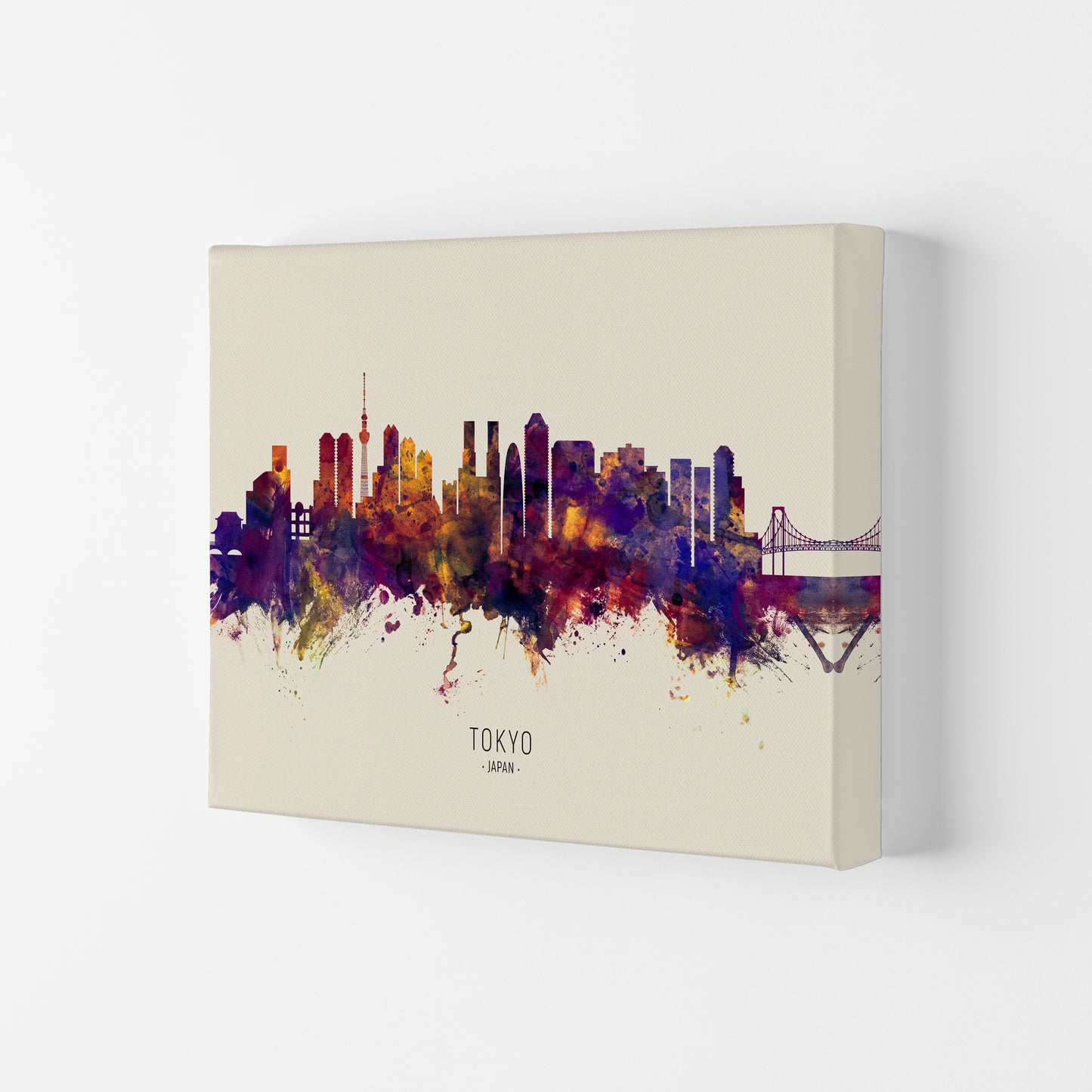 Tokyo Japan Skyline Autumn City Name Art Print by Michael Tompsett Canvas