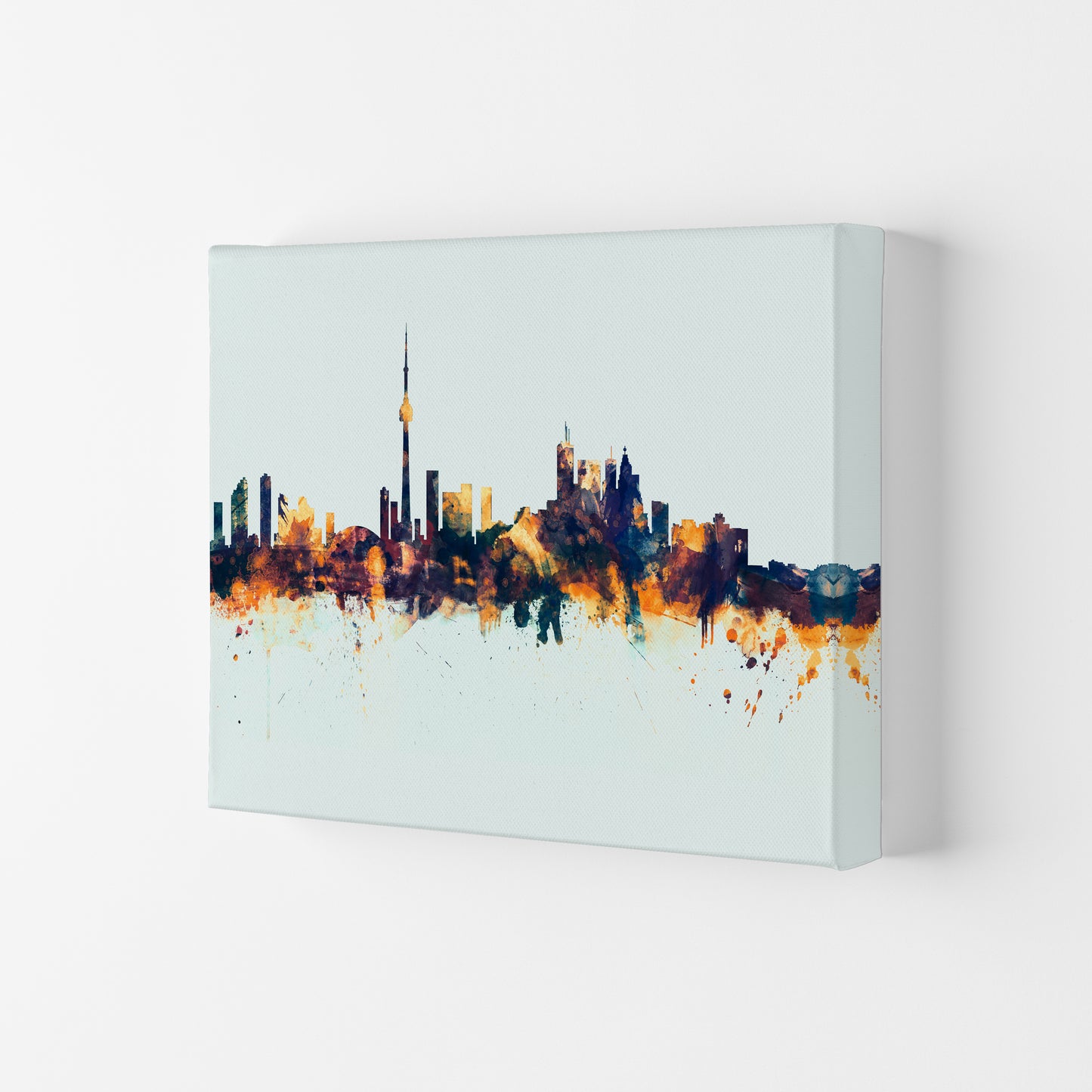 Toronto Canada Skyline Blue Orange Art Print by Michael Tompsett Canvas