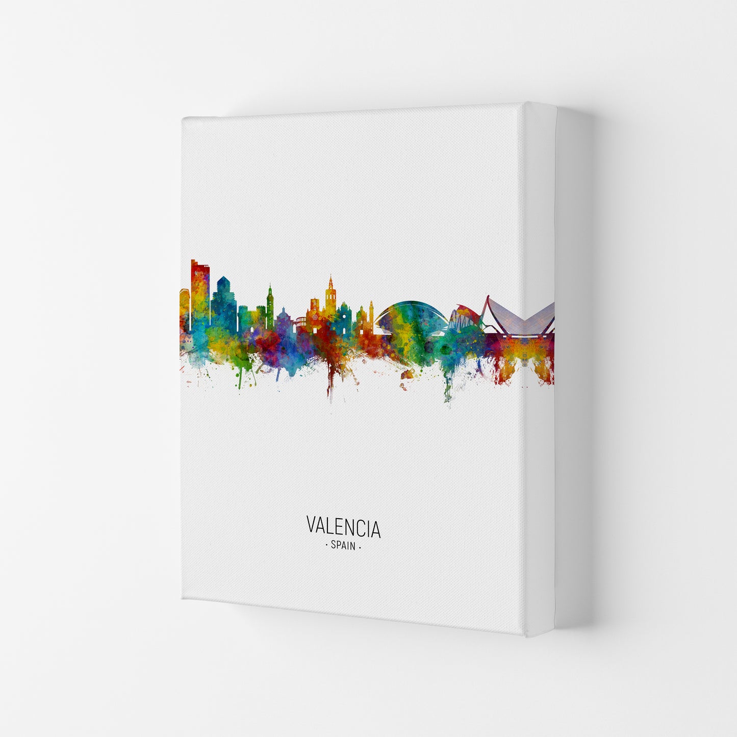 Valencia Spain Skyline Portrait Art Print by Michael Tompsett Canvas