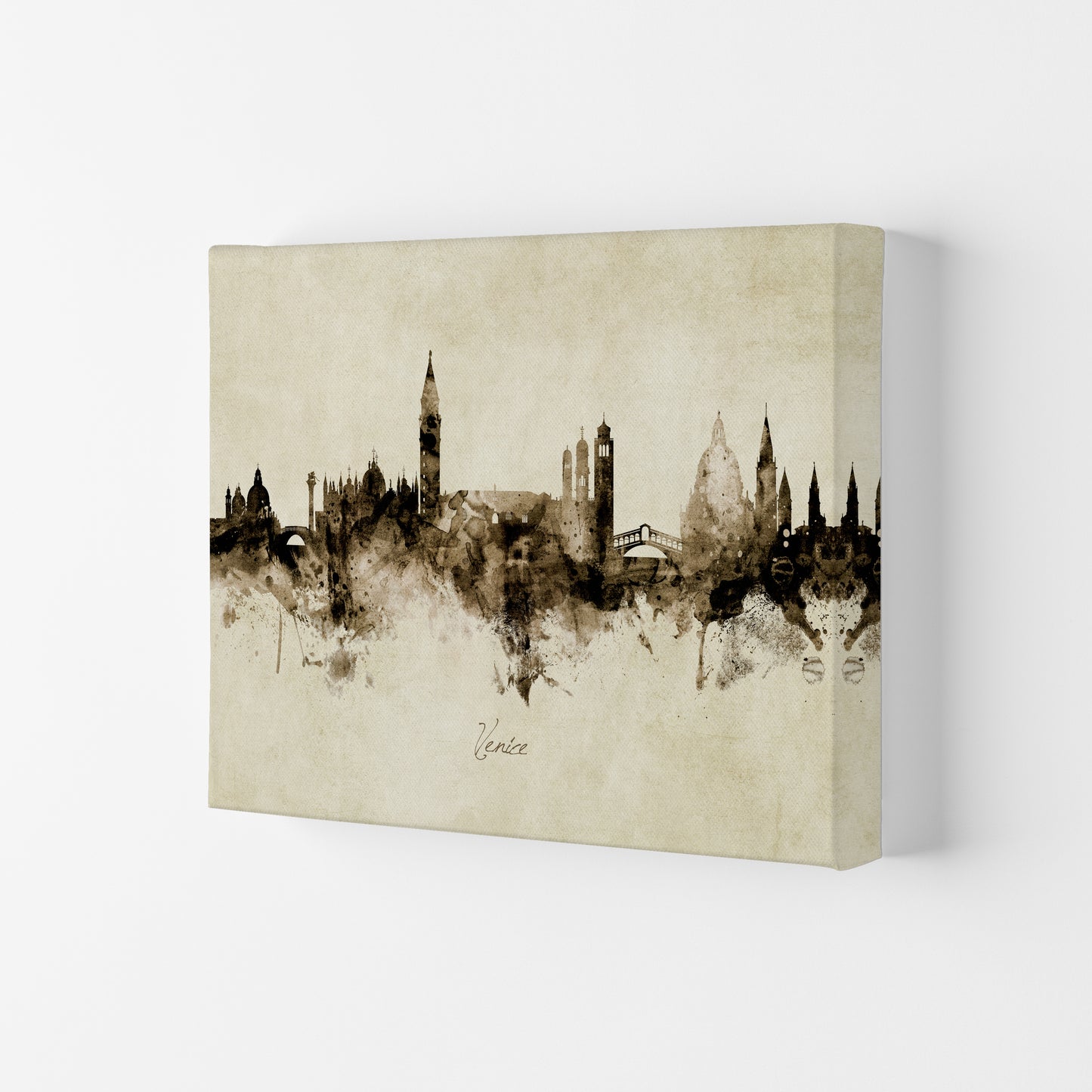 Venice Italy Skyline Vintage Art Print by Michael Tompsett Canvas