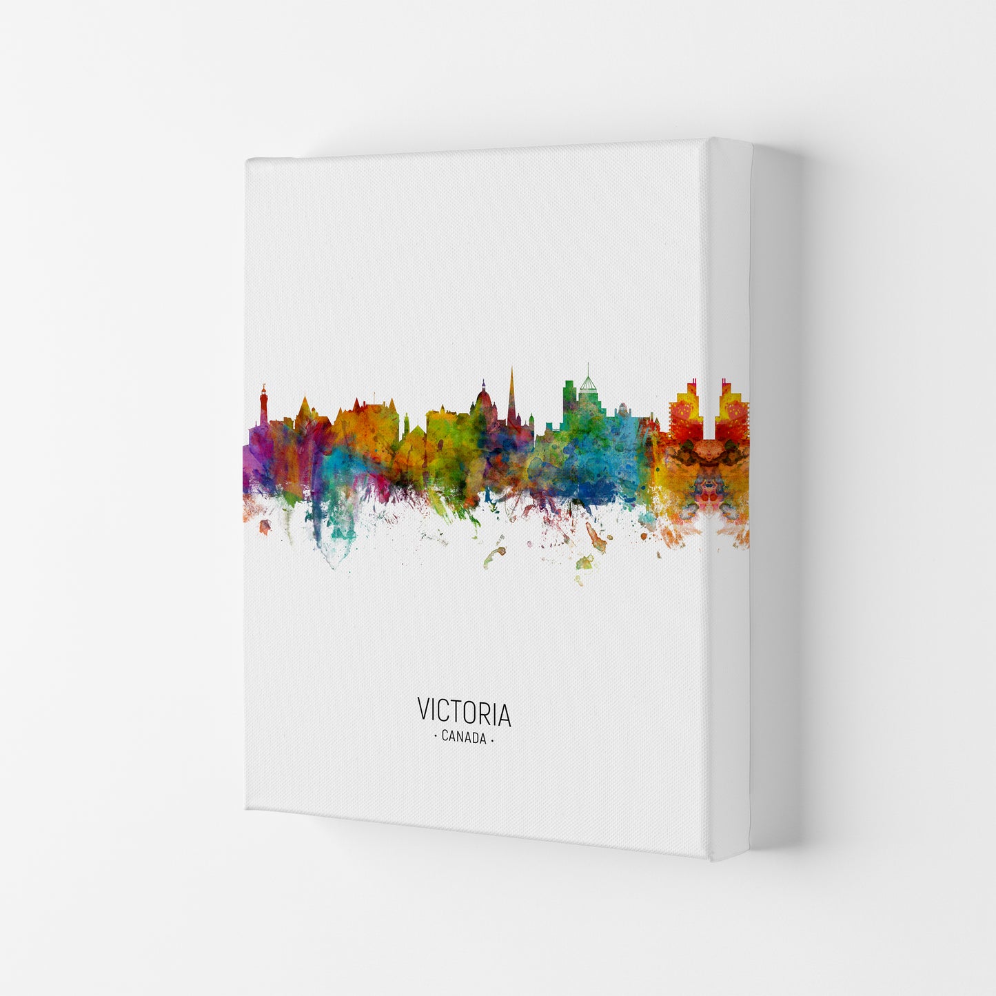 Victoria Canada Skyline Portrait Art Print by Michael Tompsett Canvas