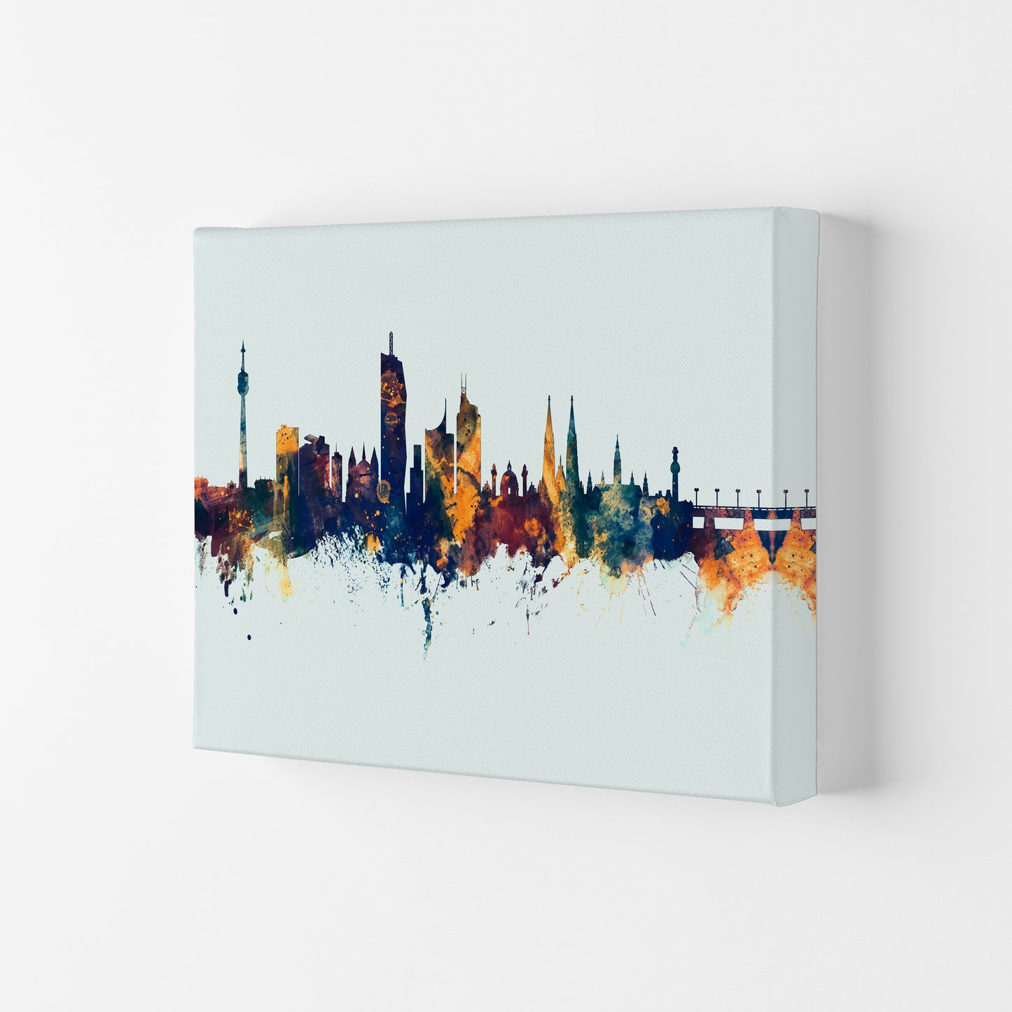 Vienna Austria Skyline Blue Orange Art Print by Michael Tompsett Canvas