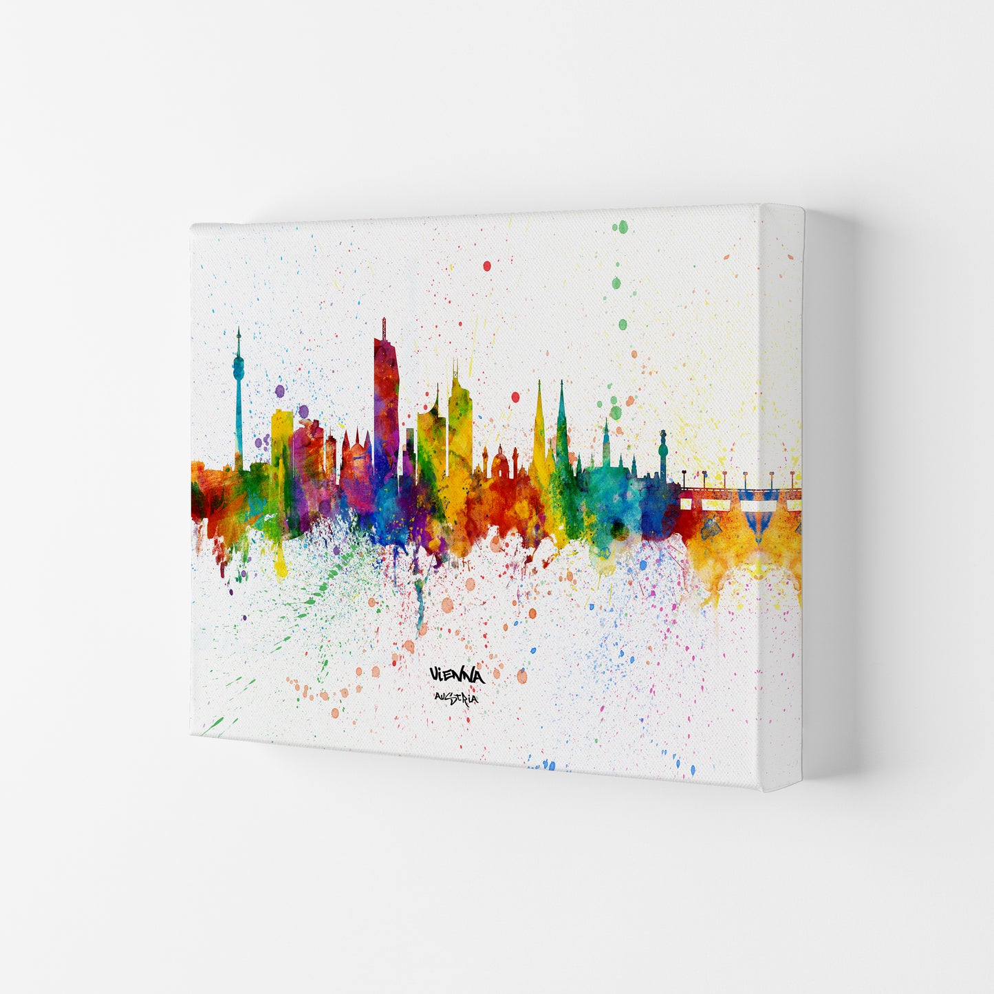 Vienna Austria Skyline Splash Art Print by Michael Tompsett Canvas