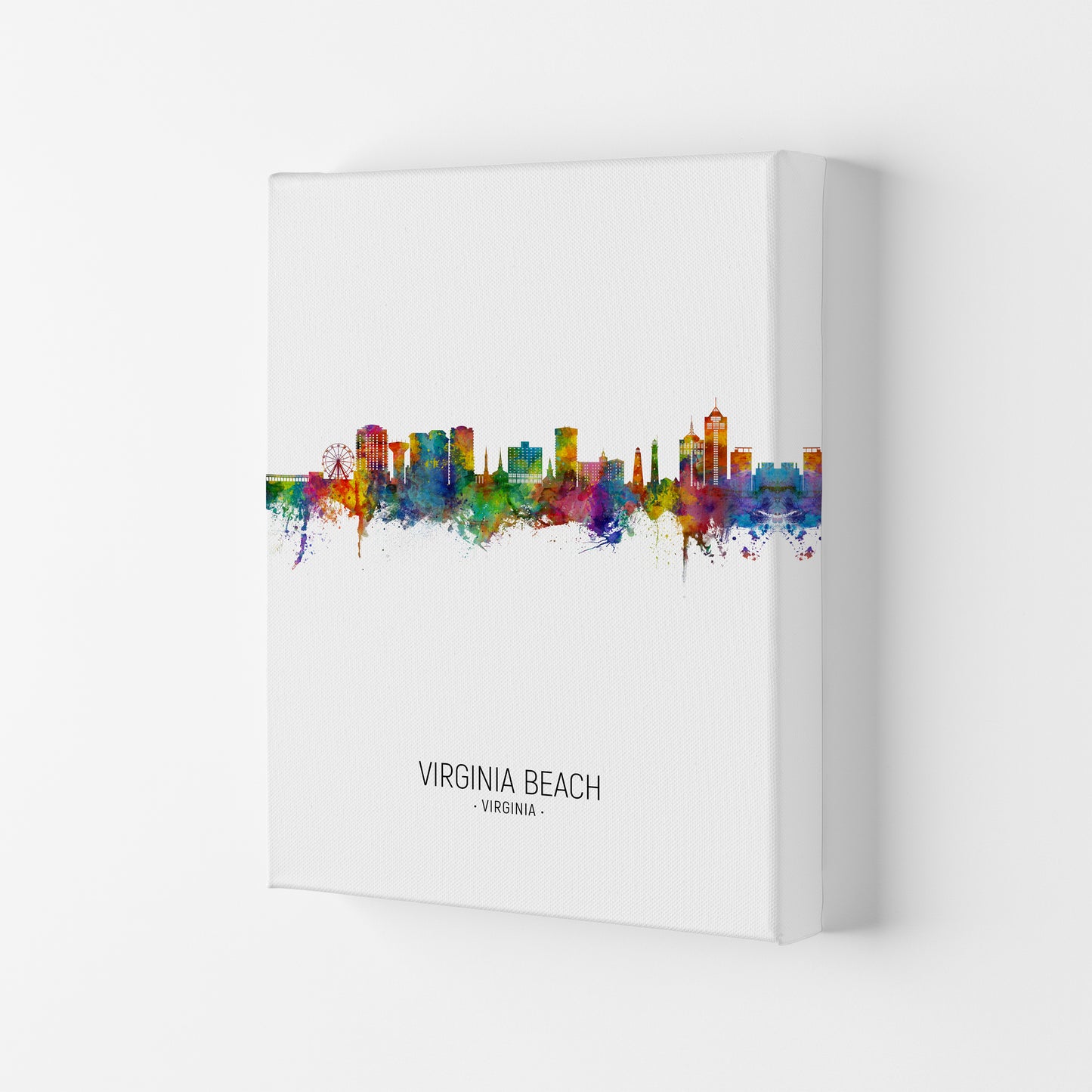 Virginia Beach Virginia Skyline Portrait Art Print by Michael Tompsett Canvas