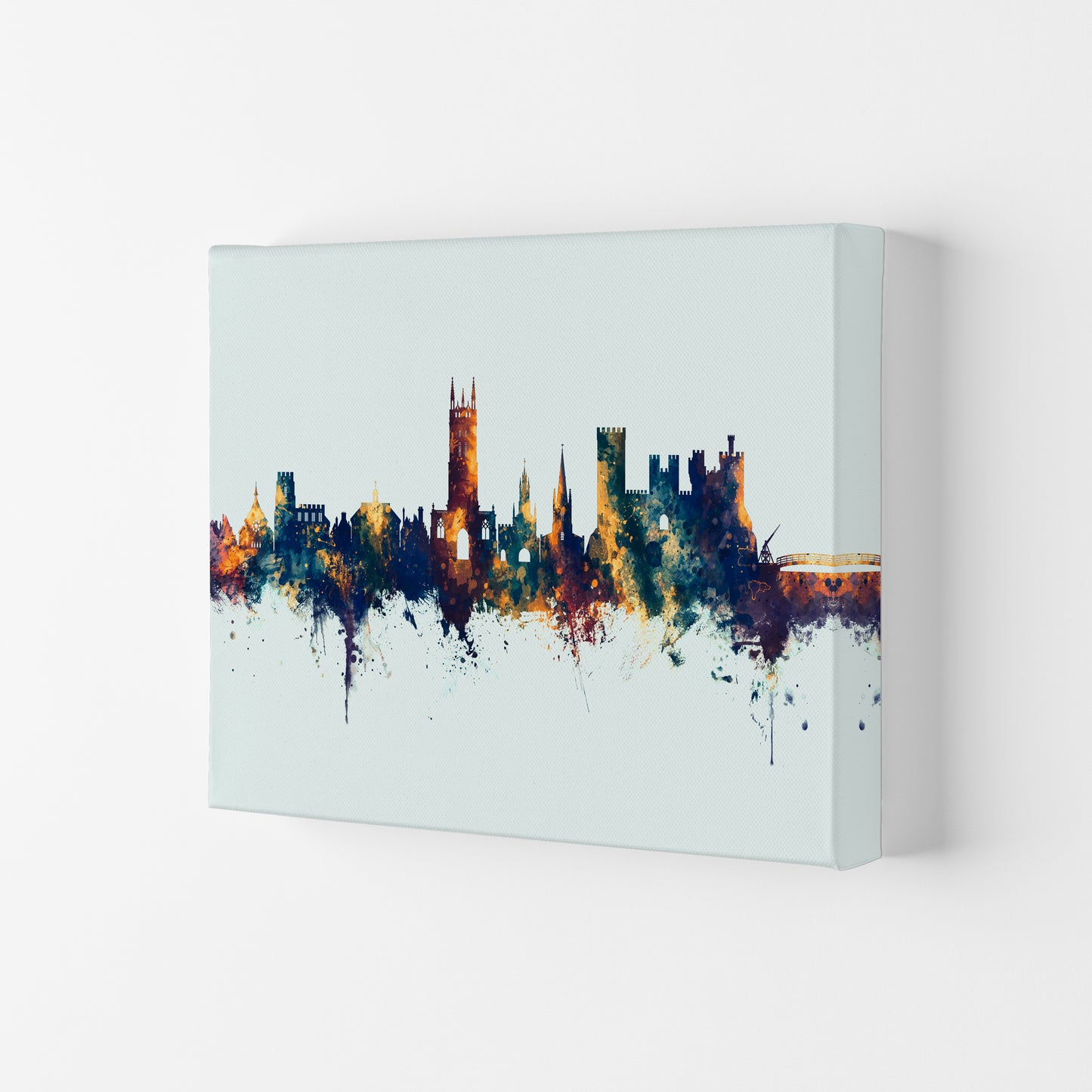 Warwick England Skyline Blue Orange Art Print by Michael Tompsett Canvas