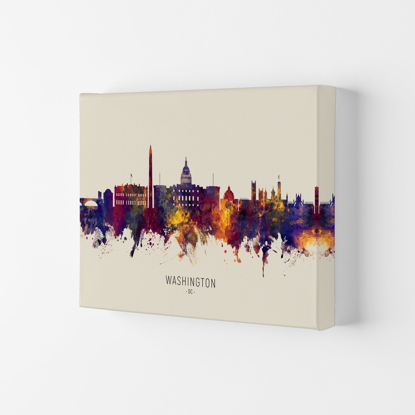 Washington Dc Skyline Autumn City Name Art Print by Michael Tompsett Canvas