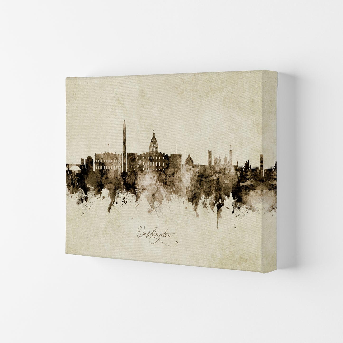 Washington Dc Skyline Vintage Art Print by Michael Tompsett Canvas