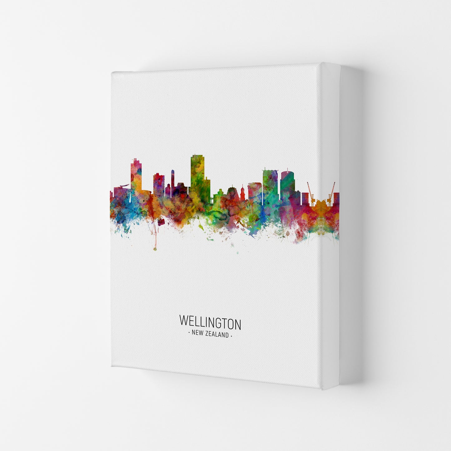 Wellington New Zealand Skyline Portrait Art Print by Michael Tompsett Canvas