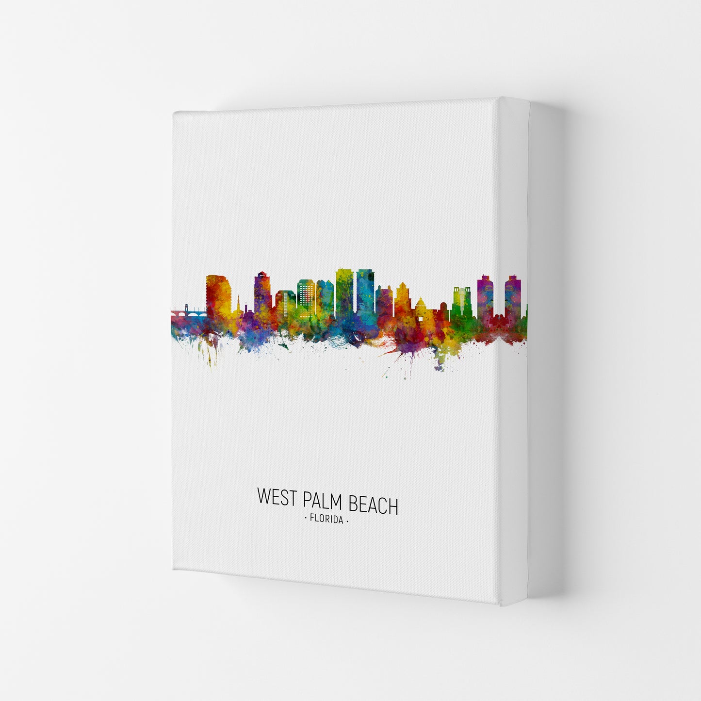 West Palm Beach Florida Skyline Portrait Art Print by Michael Tompsett Canvas