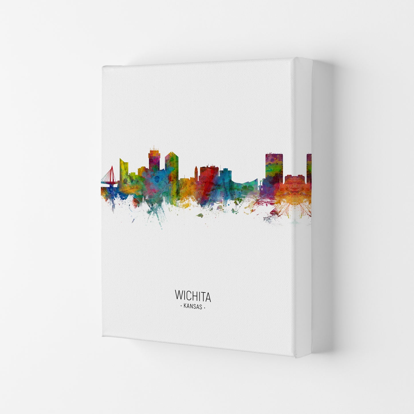 Wichita Kansas Skyline Portrait Art Print by Michael Tompsett Canvas
