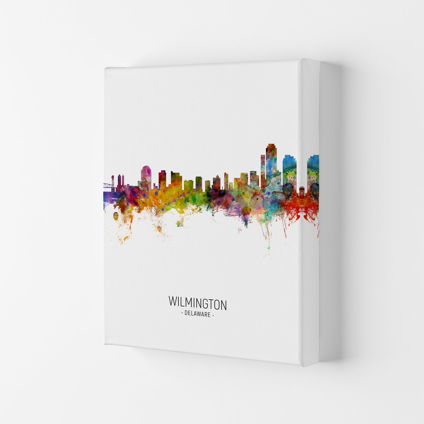 Wilmington Delaware Skyline Portrait Art Print by Michael Tompsett Canvas