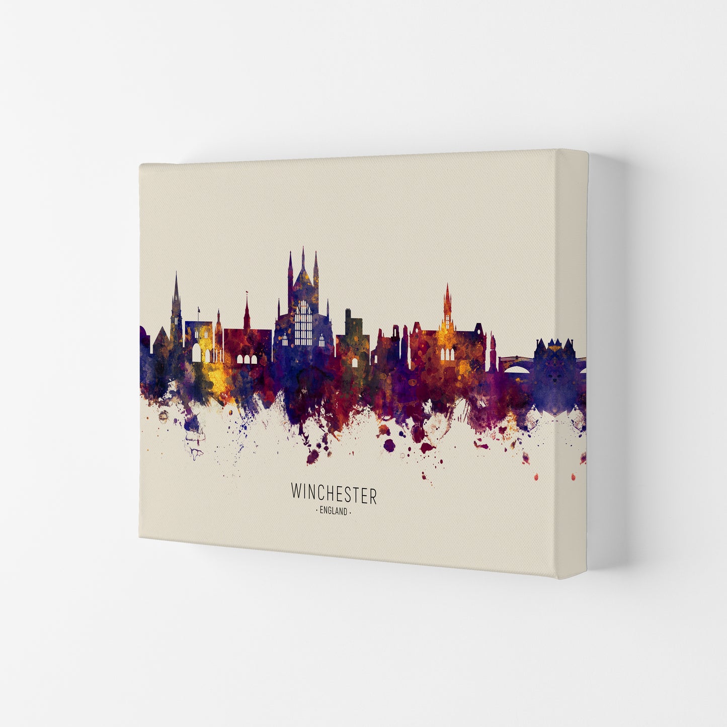 Winchester England Skyline Autumn City Name Art Print by Michael Tompsett Canvas